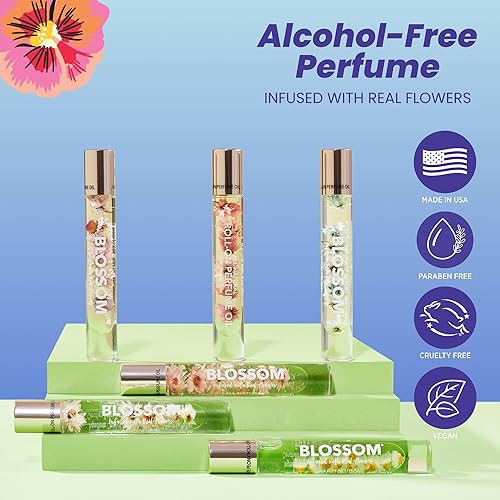 Miniatura 3 de Blossom Rollerball - Aceite de perfume con ingredientes naturales + aceites esenciales, infundido con flores reales, fabricado en Estados Unidos,
