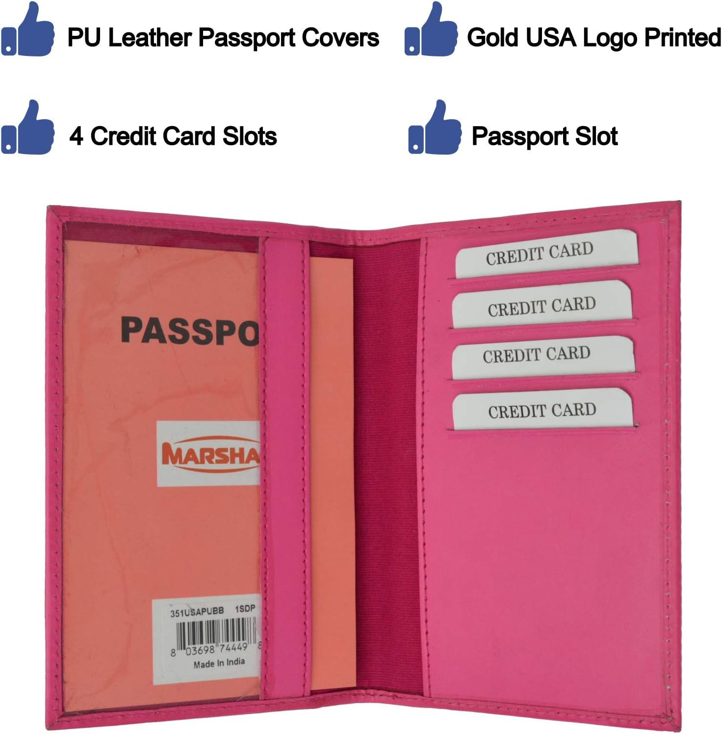  | Travel Passport Organizer Holder Credit Card Case Protector Cover Wallet (Hot Pink) | Passport Covers