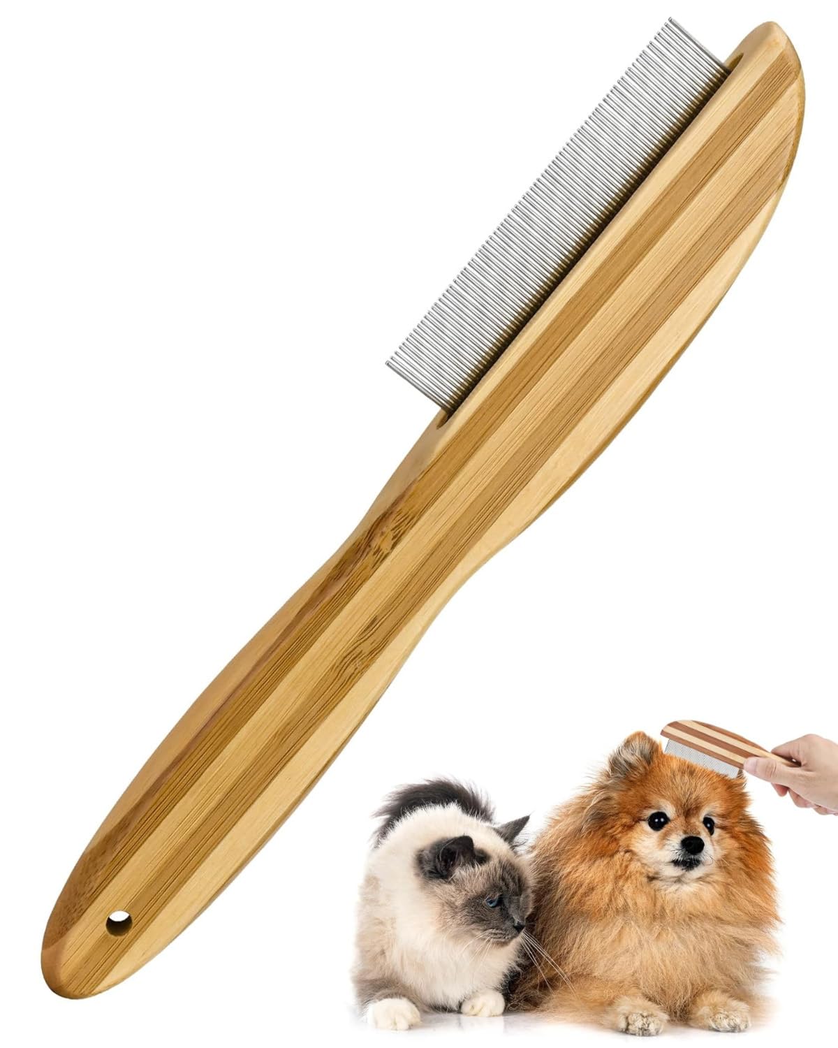 1 peigne à dents anti-pelliculaire avec manche en bois,peigne à dents ultra-fin avec acné en métal,peigne à puces multifonctionnel,peigne à tiques,peigne de soin pour adultes,chiens,chats