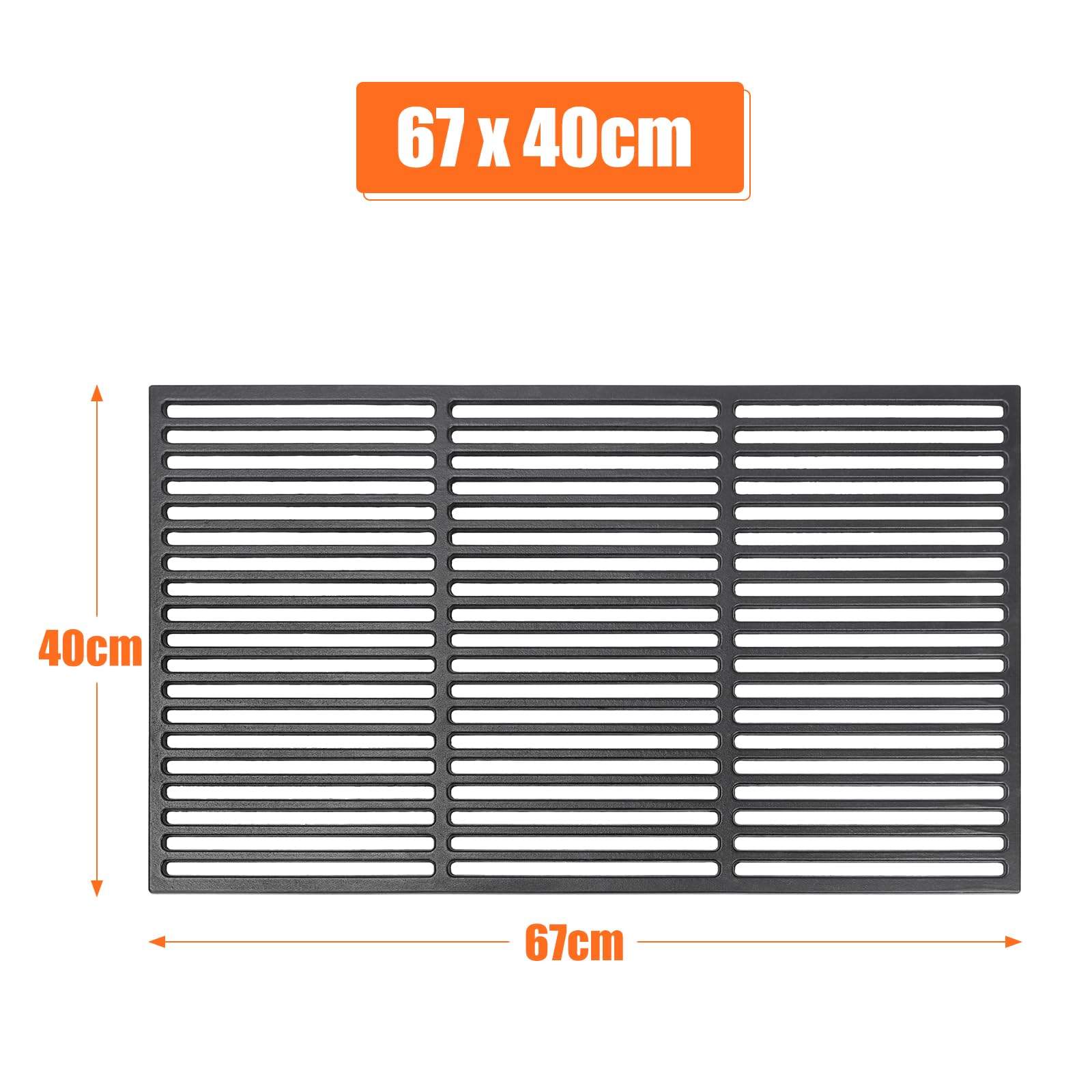 Denmay 67 x 40 cm żeliwny ruszt do grilla gazowego, grilla na węgiel drzewny, BBQ i innych, emaliowany ruszt żeliwny, części zamienne, 1 sztuka
