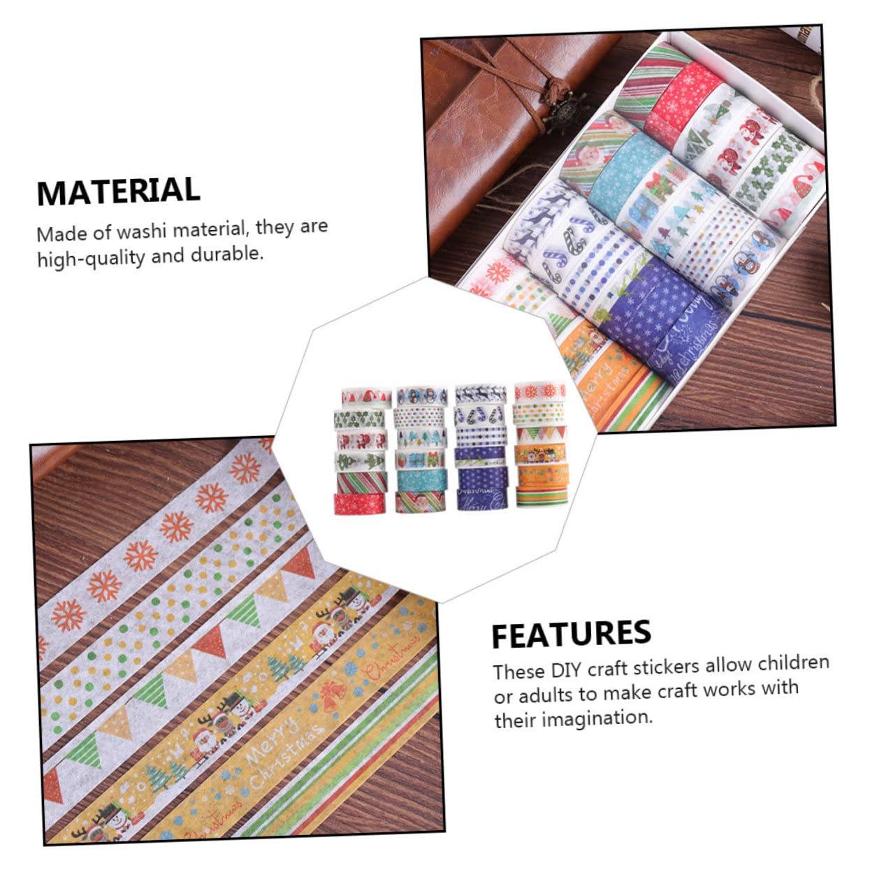 Angoily 168 Rouleaux Ruban Adhésif Washi Noël Décoratif pour Scrapbooking et DIY Facile à Découper pour Calendrier et