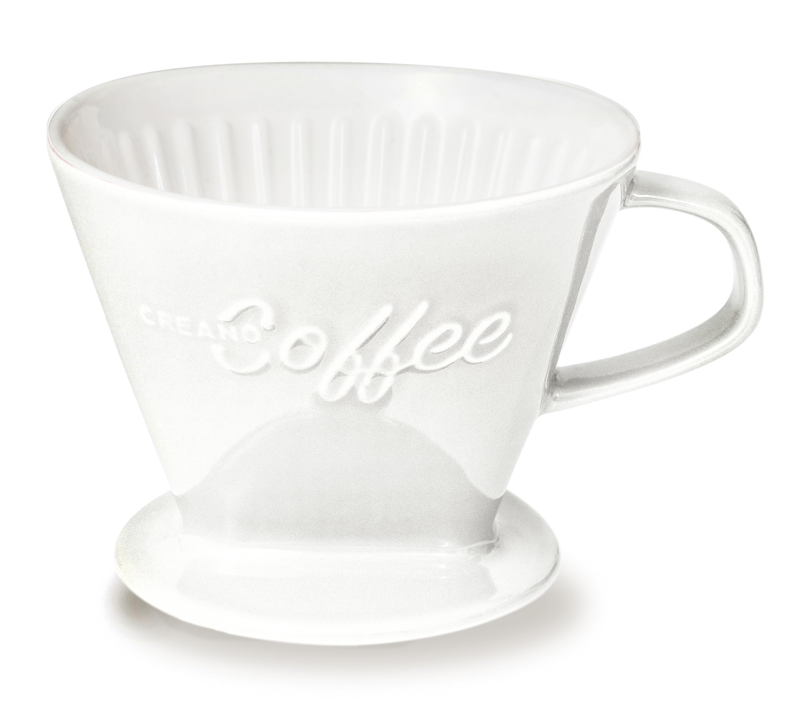 Creano Porzellan Kaffeefilter XXL (Weiß) für Filtertüten Gr. 4 und 6, ca. 800gr Gewicht für extrem sicheren Stand, Achtung schwer, in 6 Farben erhältlich