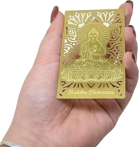 Miniatura 2 de Feng Shui I Ching Safe Buda Estatua Vairocana Buda Tarjeta de Oro, Oro