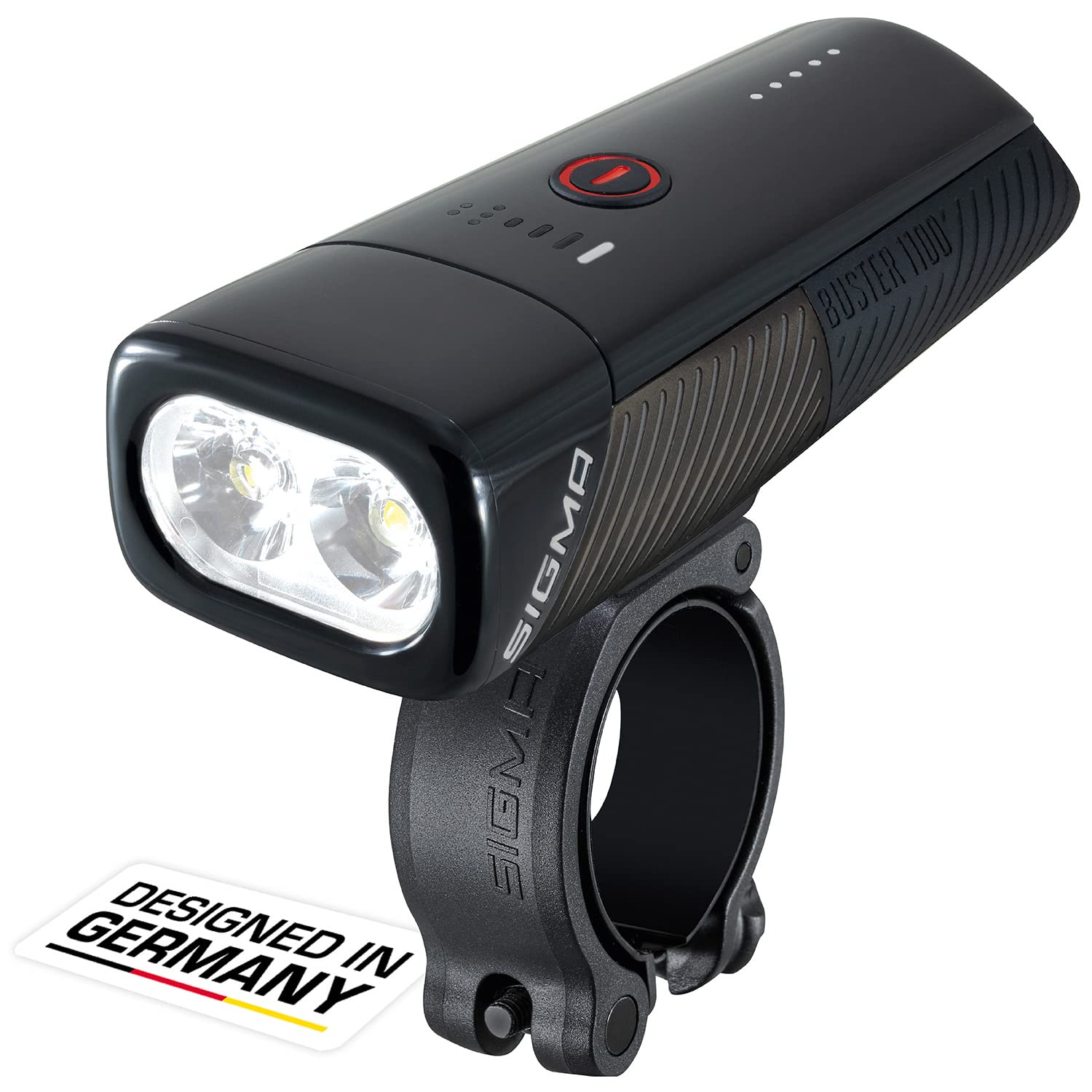 SIGMA - Buster 1100 | Luce per bicicletta a LED 1100 lumen | Luce frontale a batteria con cinque modalità di illuminazione | Montaggio con funzione di sgancio rapido | Colore nero
