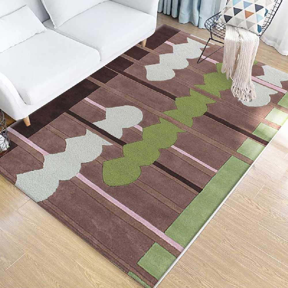Tapis de dessin animé géométrique vert | Lit enfant 80x160 cm doux et confortable