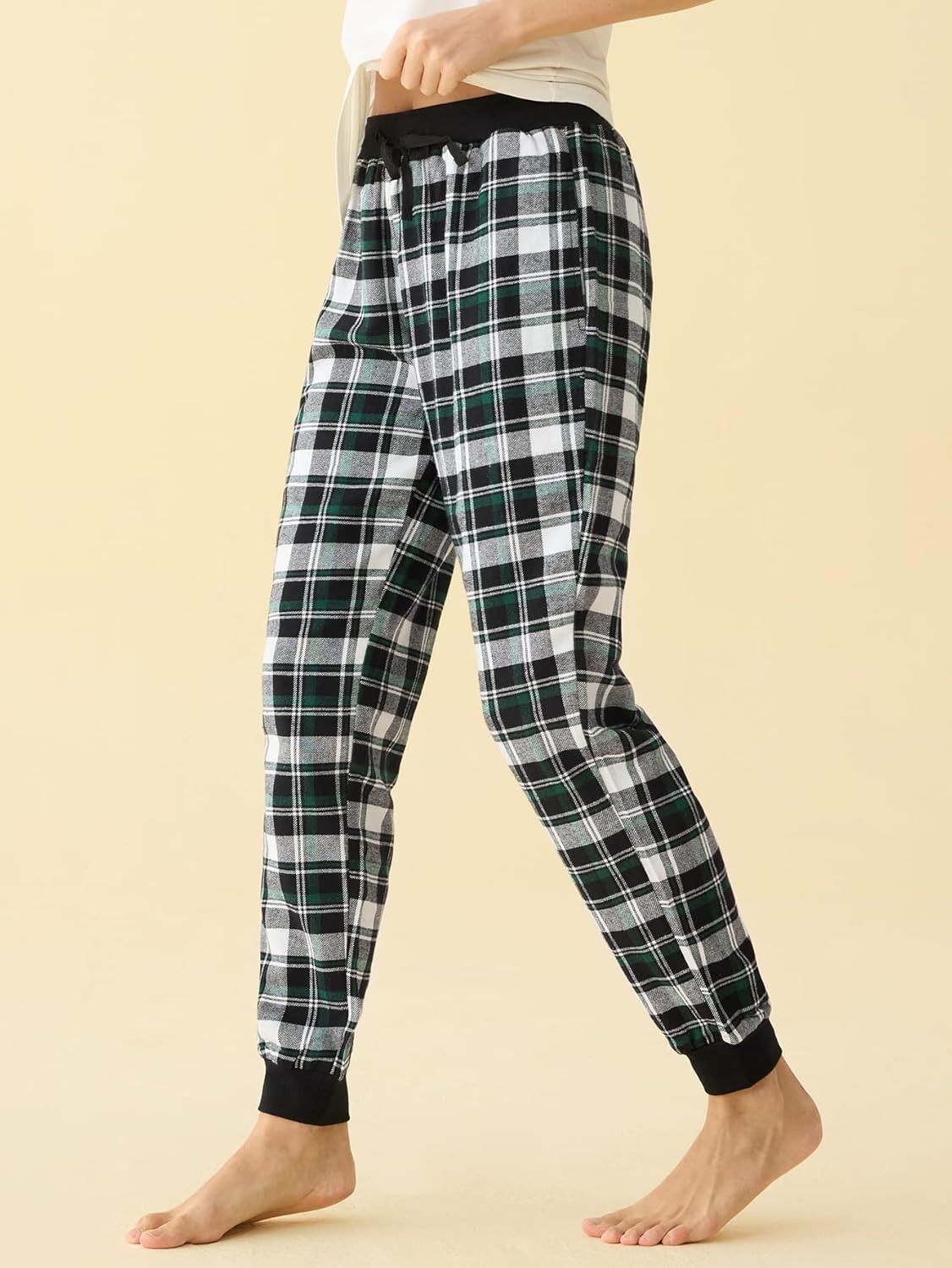 Latuza Women's Cotton Flannel Plaid Pajama Jogger Pants - Image 2