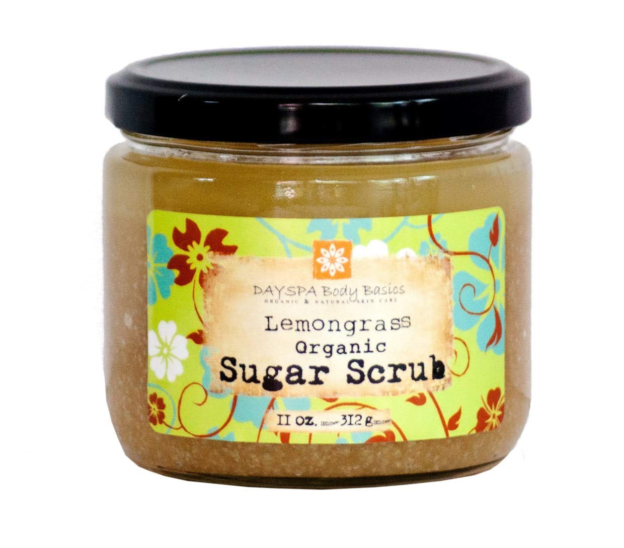 Lemongrass Organic Sugar Scrub for Glowing, Smooth, and Healthy Skin, Hypoallergenic, All-Natural, Plant-Derived, Made in USA by DAYSPA Body Basics