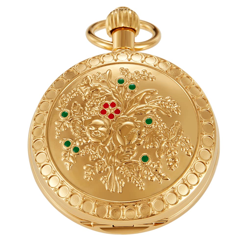Vintage Full Copper Men's Mechanical Pocket Watch with Chain