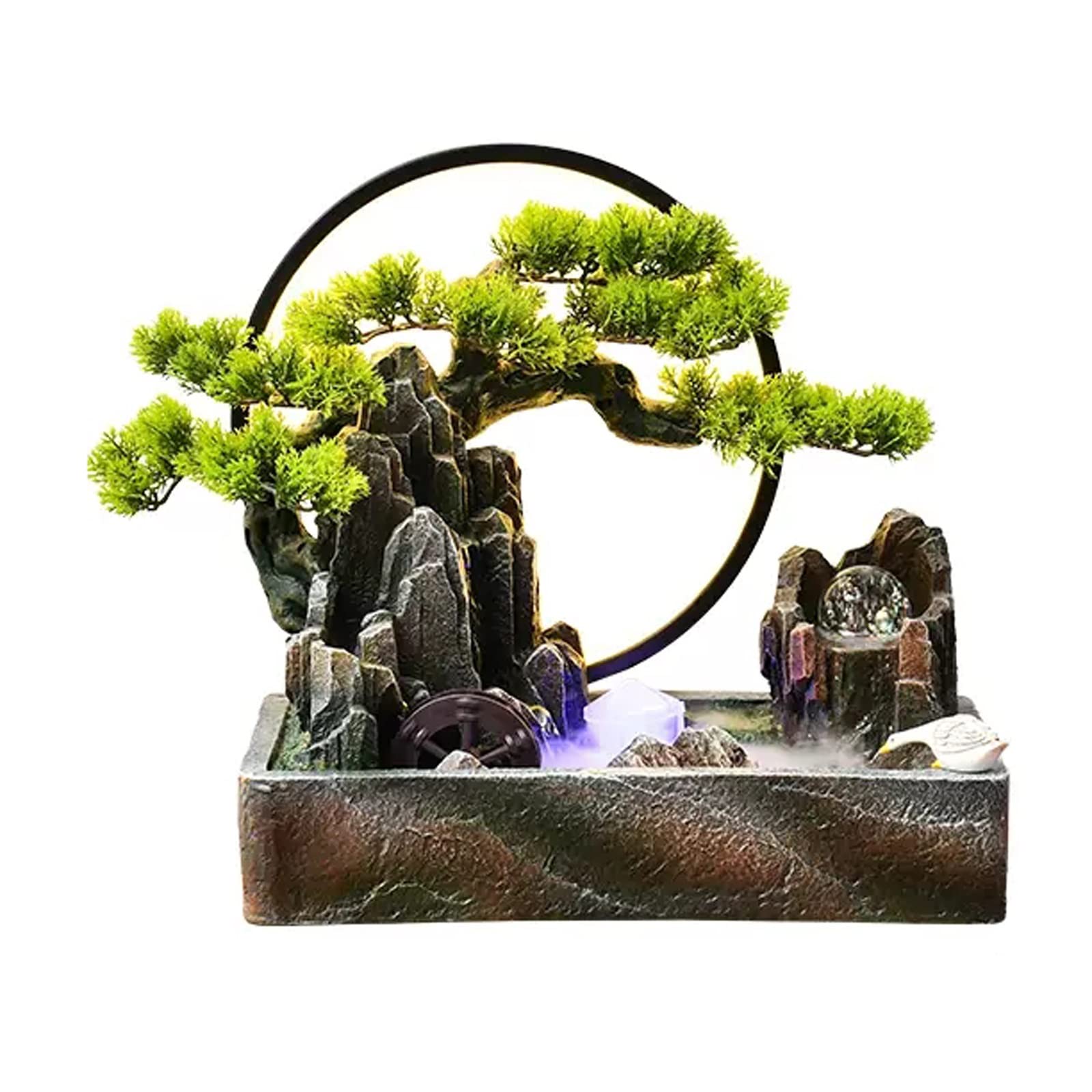 Fuente de agua de mesa con cascada y luces LED para decoración de interiores