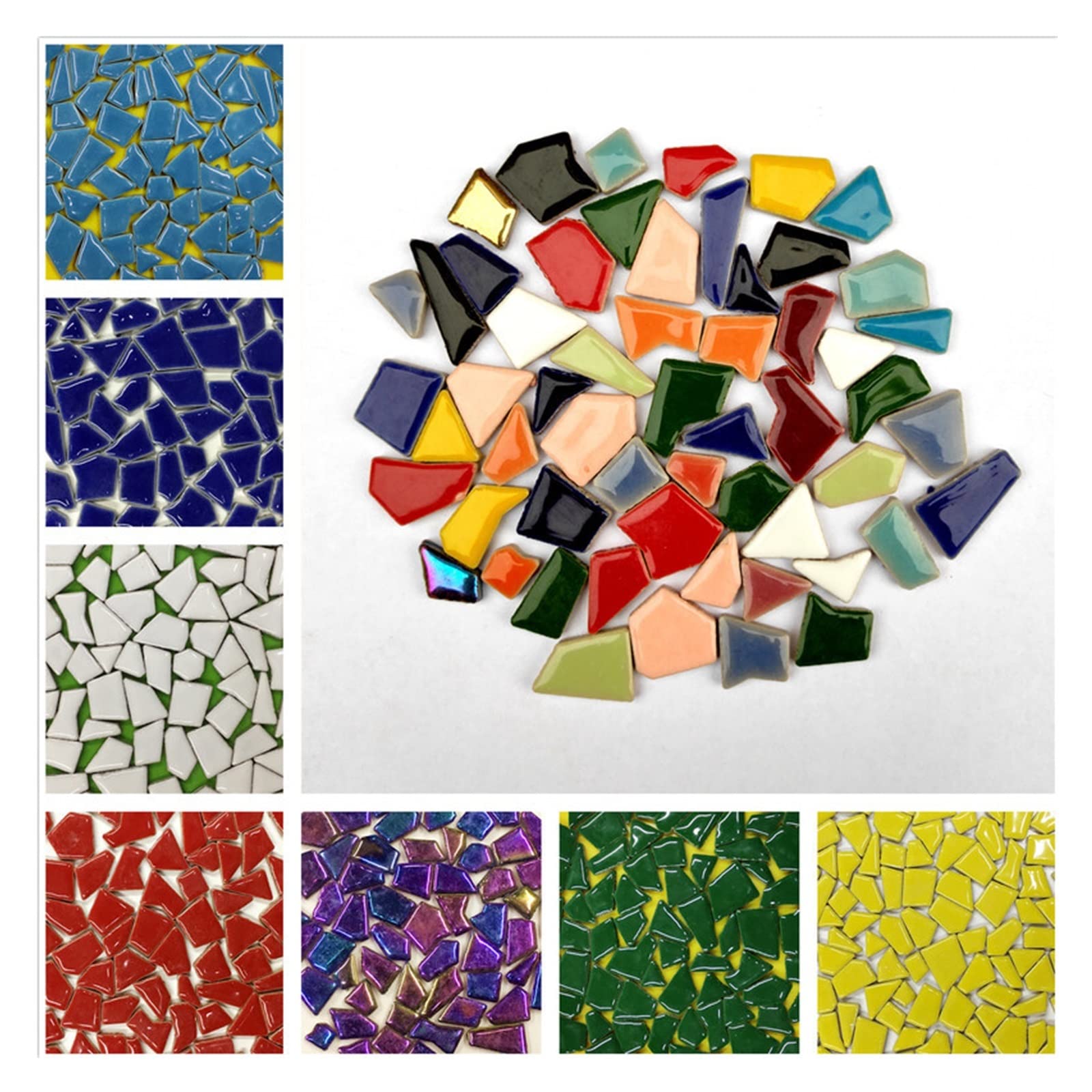 Tessere di Mosaico. 100 g di Mosaico Irregolare, Piastrelle in Ceramica for Mosaico Creativo, Fai da Te, Hobby, Artigianato da Parete, Materiali Decorativi Fatti a Mano, Pezzi di Mosaico