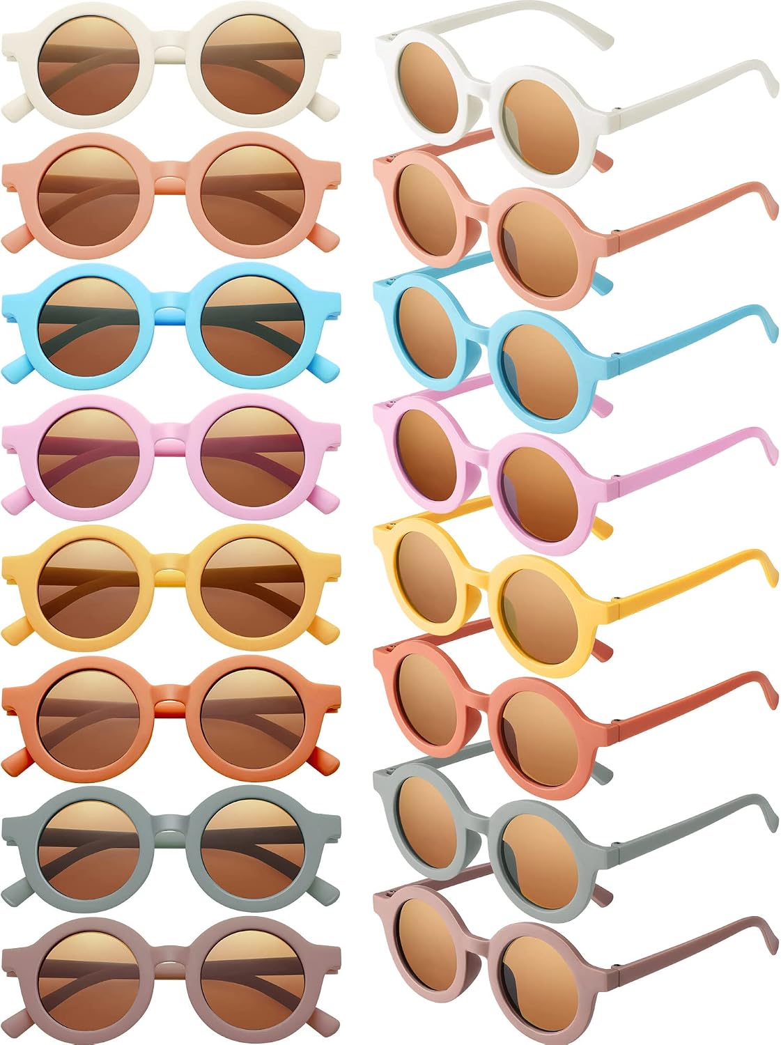 Frienda 16 Pairs Kids Sunglasses Cute Round Sunglasses Toddler Glasses for Kids Boys Girls Beach Outdoor Sports, Age 3-10