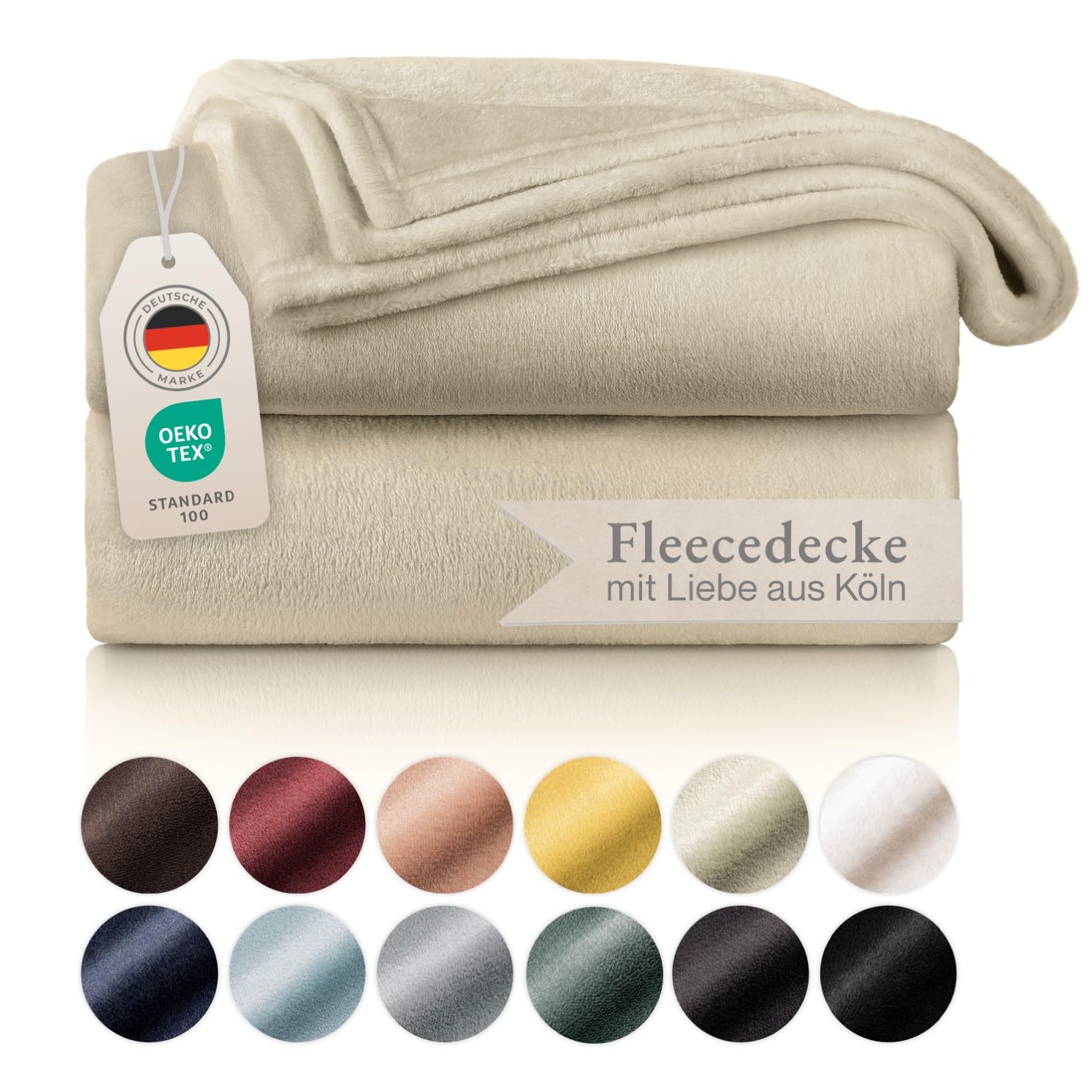 Blumtal Fleecedecke 270 x 230 - Kuscheldecke Beige Oeko-TEX® Zertifiziert Sofadecke Cocooning Fleecedecke Dick, flauschig, weich und warm - hohe Qualität