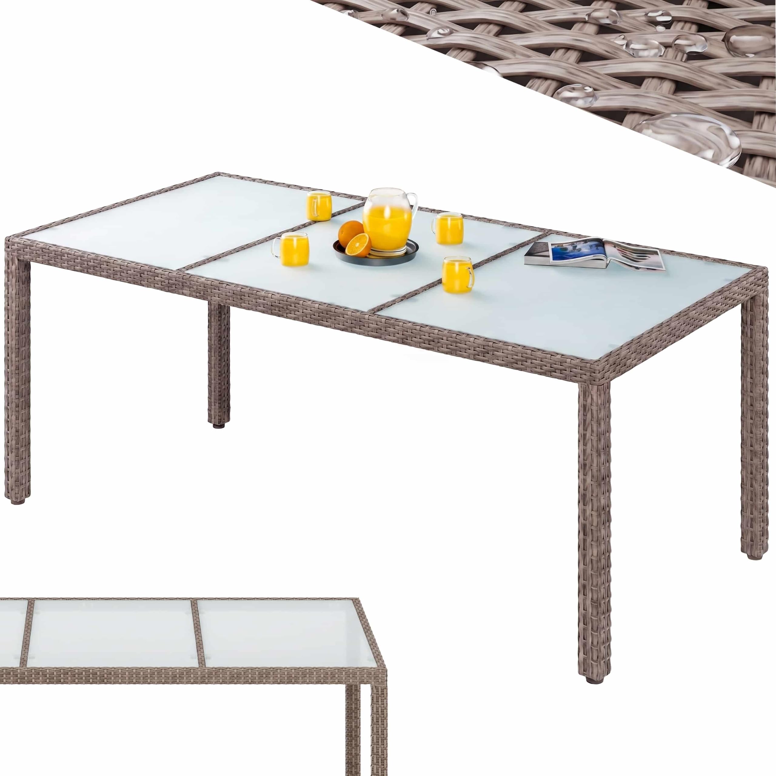 CASARIA® Rattan Garden Dining Table, 190x90cm, Outdoor Garden Furniture