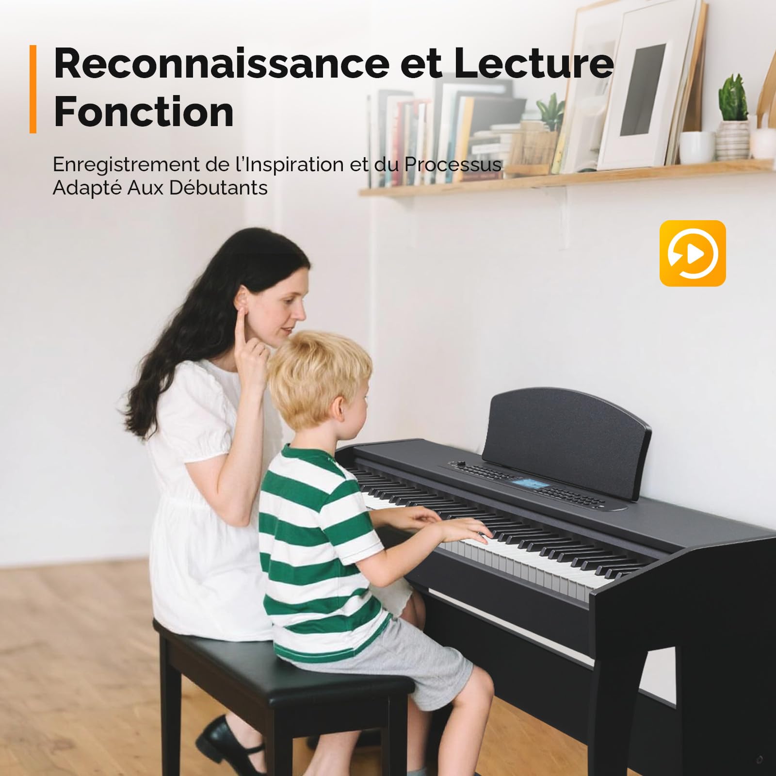 Glarry Piano numérique 88 touches Lestées, Piano Électrique avec Enregistrement Audio&MIDI Bluetooth, Transposition, Accompagnement du Volume, Accordage/Force, Idéal pour Famille & Enseignement (Noir)