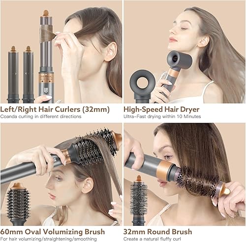 Miniatura 2 de Cepillo secador de pelo y moldeador de aire 5 en 1, ionico negativo de alta velocidad, secado rápido, estilizador múltiple con rizador de aire