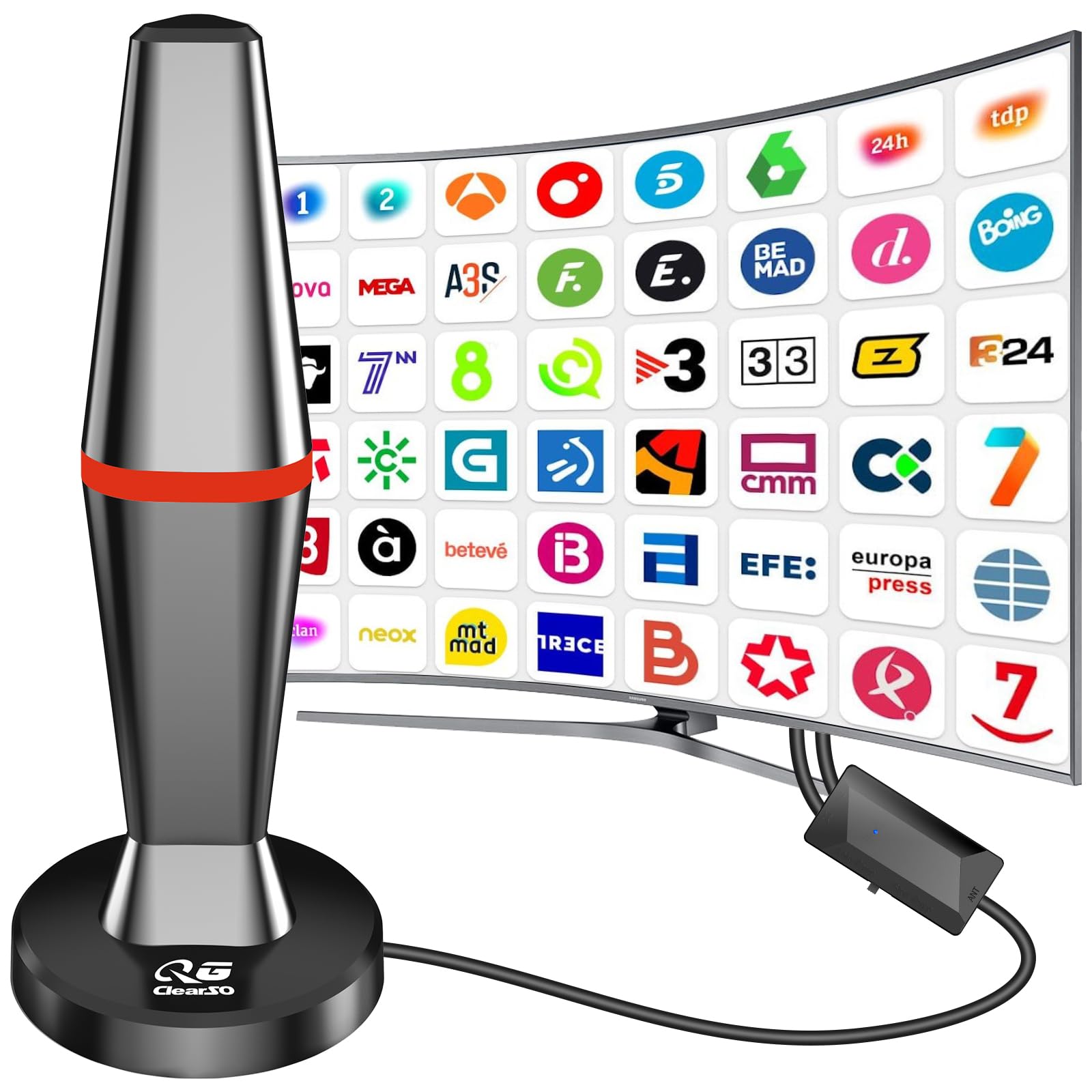 Antena de TV para Interiores y Exteriores, Recepción de Señal Digital (Red)