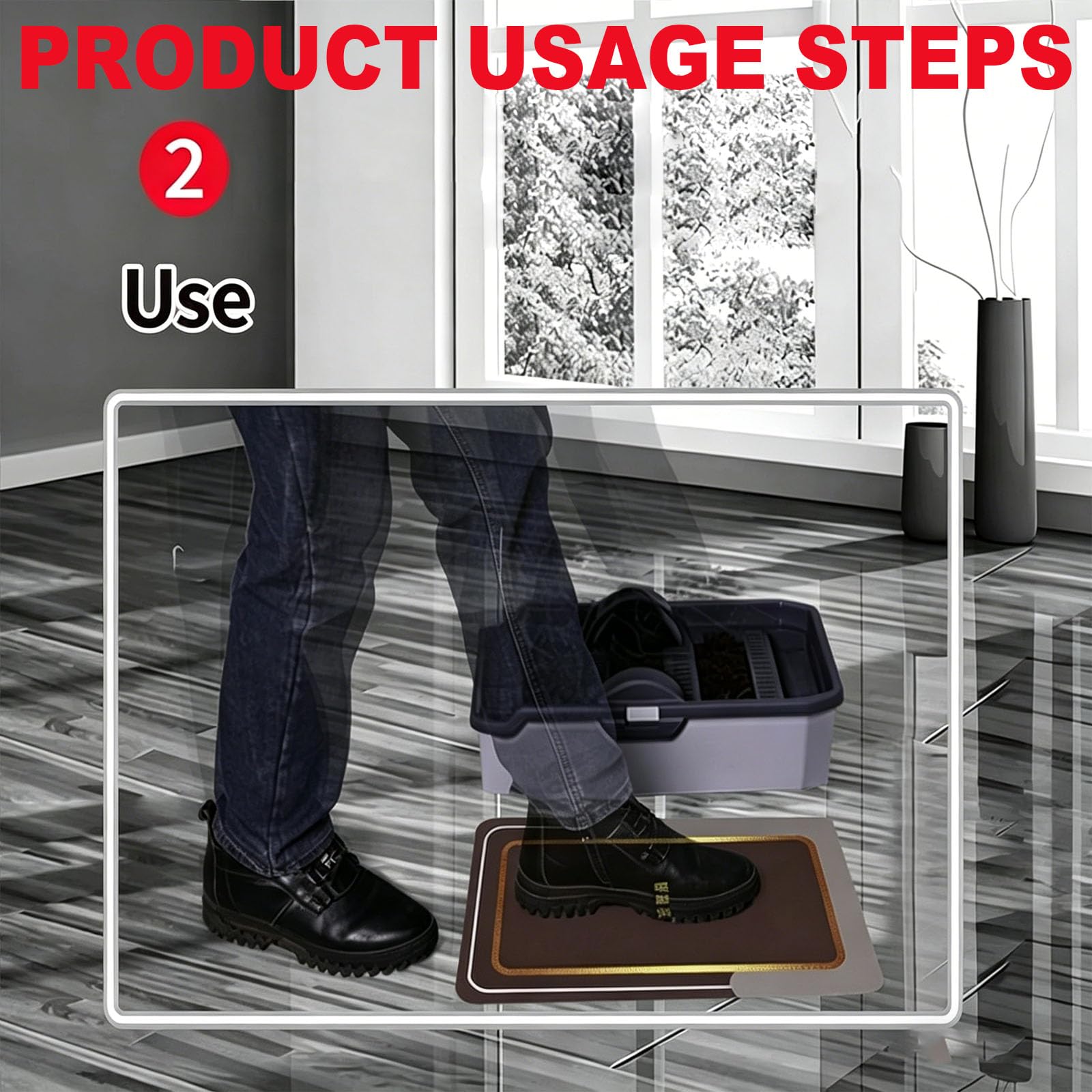 Tapis à récurer à chaussures pour l'extérieur, design amovible avec 3 brosses et 4 tapis antidérapants, tampon absorbant, pas besoin d'électricité, idéal pour la maison et les espaces extérieurs