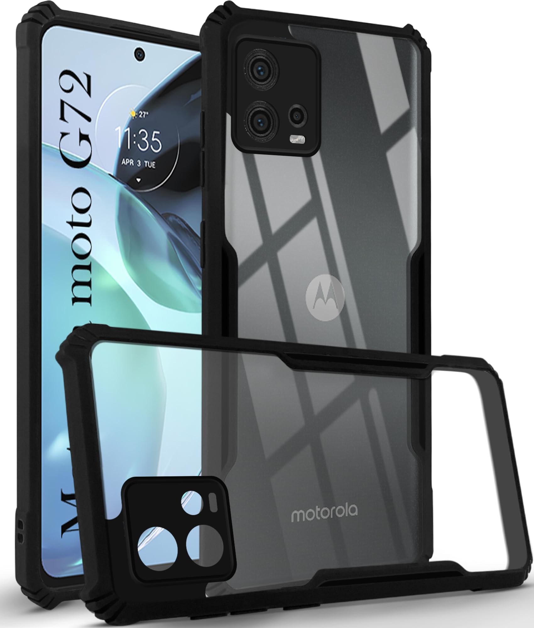 Jkobi Back Cover Case for Motorola Moto G72 5G (Shockproof with Polycarbonate Clear Panel | Professional Black) (B0CBXHLQ5Y) Amazon Price History, Amazon Price Tracker