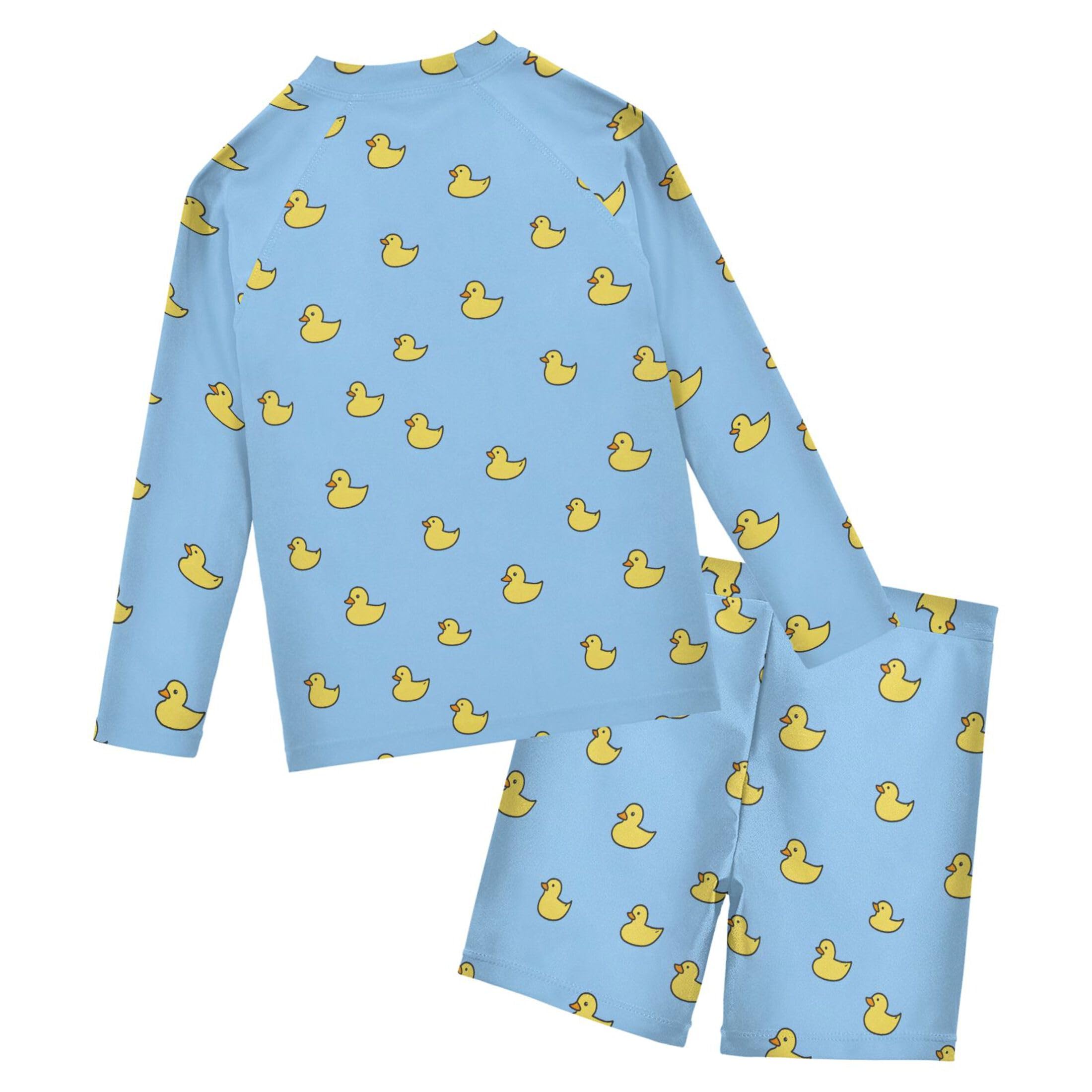 Little Yellow Duck Cute Animal Baby Boys' Toddler Long Sleeved Rashguard Swim Bathing Suit Set B0403507
