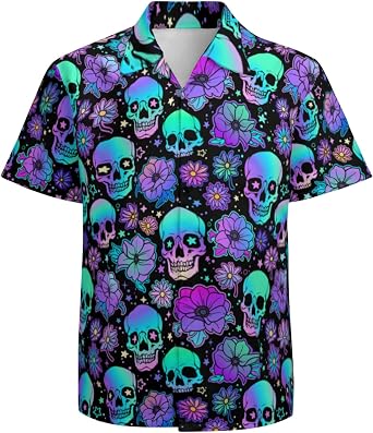 Mens Hawaiian Shirts Short Sleeve Button Up Beach Shirts