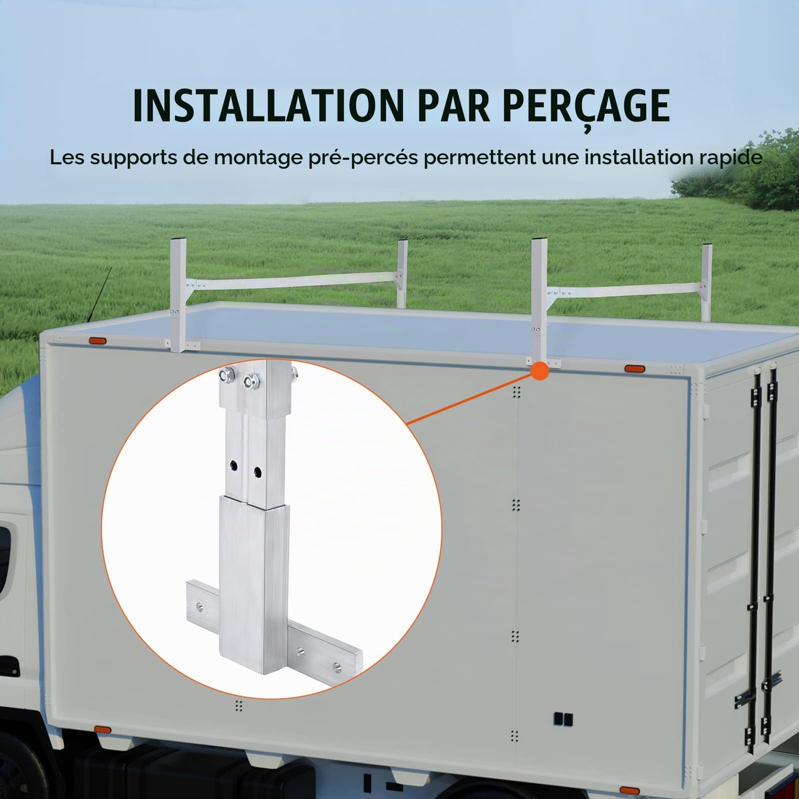 VEVOR Porte-Échelles de Toit pour Camionnette, Porte-Bagages en Alliage d'Aluminium 2 Barres, Barre de Toit Capacité de Charge 181 kg, Réglables 130-206 cm, Galerie de Toit pour Fourgonnettes, Voyage