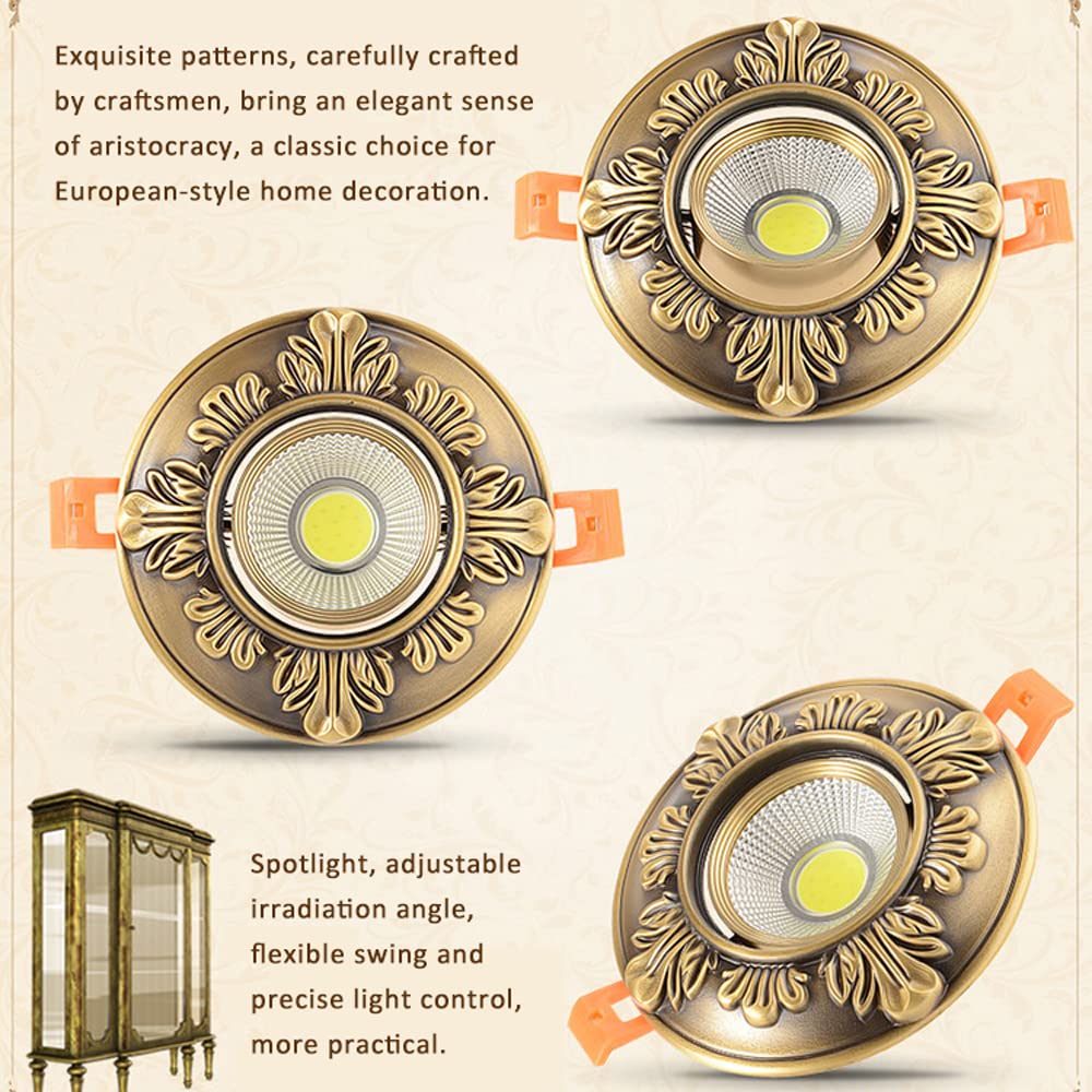 3W, 5W, 7W, 10W, Mosiężna Lampa Sufitowa Led Ściemnialna, 2,5/3,5 Cala, Zestaw Do Konwersji Na Okrągły Panel Sufitowy, Panel Antyodblaskowy, 3000K-6000K,5w