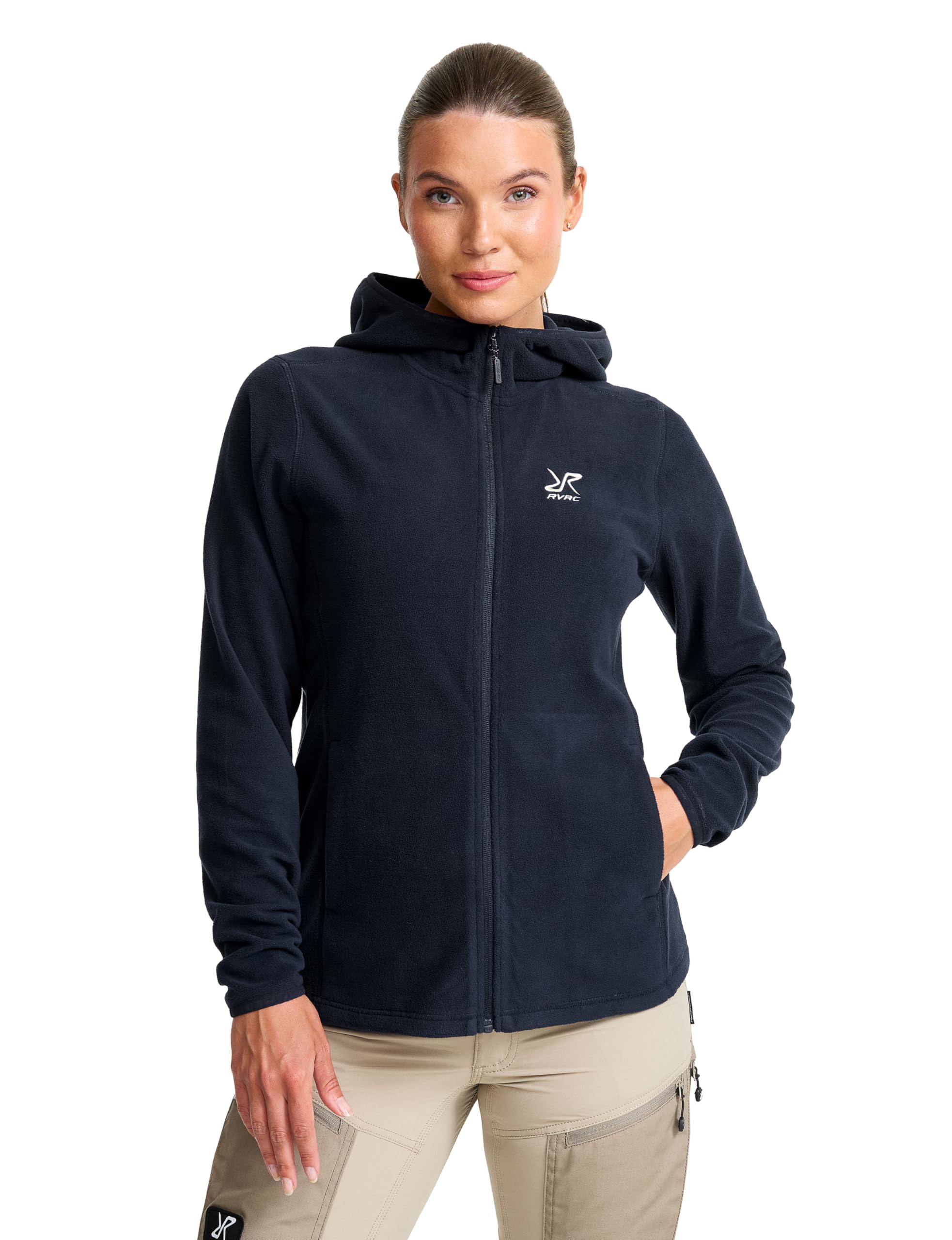 RevolutionRace Hiker Fleece Hoodie for Women, Lightweight and Stretchy Fleece Hoodie, Deep Navy, XXL