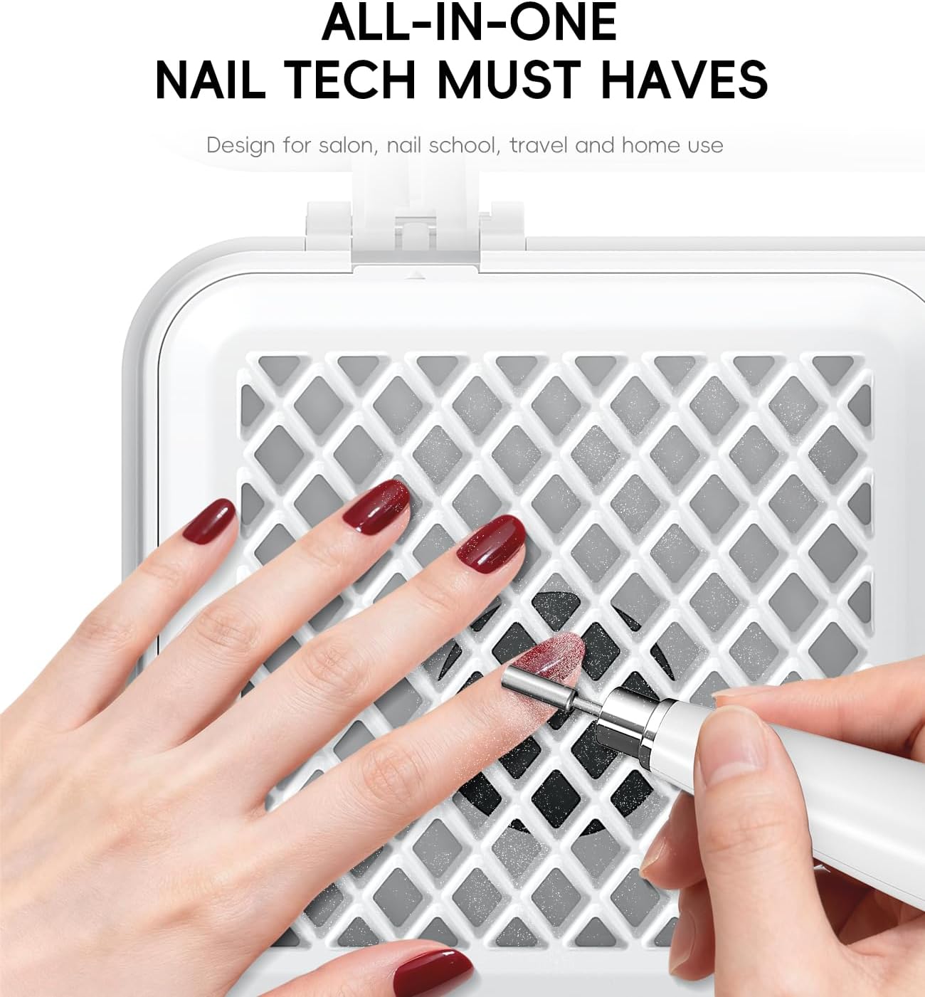 Portable Nail Dust Collector Deluxe Kit, Rechargeable Cordless Nail Quiet Vacuum Fan Cleaner with Mirror & Reusable Filters, Rich Nail Tech Tools, Compact Travel Size, Best Gifts for Women Teen Girls