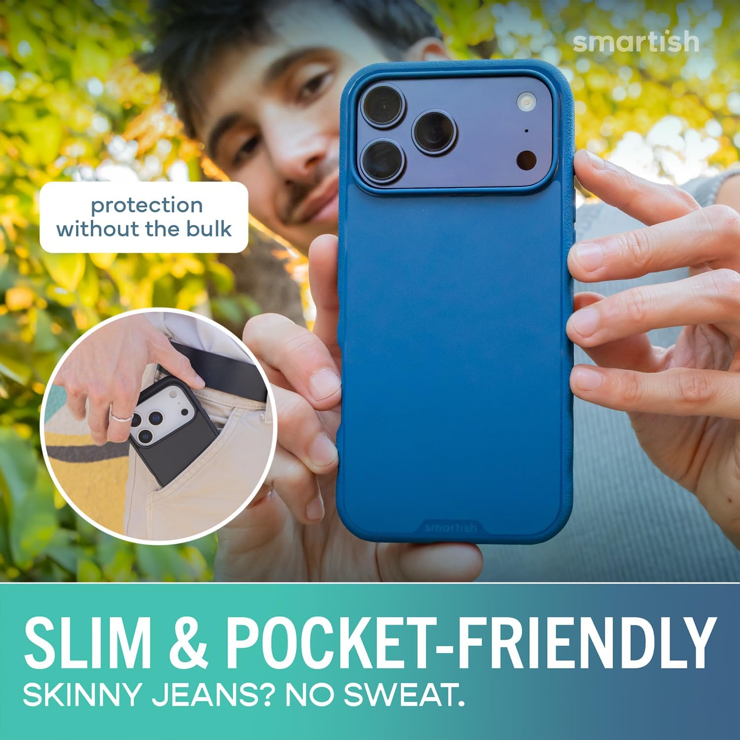 Smartish® iPhone 17 Pro Max MagSafe Case - Gripmunk Magnetic Slim Case [Lightweight + Protective] Thin Grip Cover with Microfiber Lining for Apple iPhone 17 Pro Max - Blues on The Green - Image 7