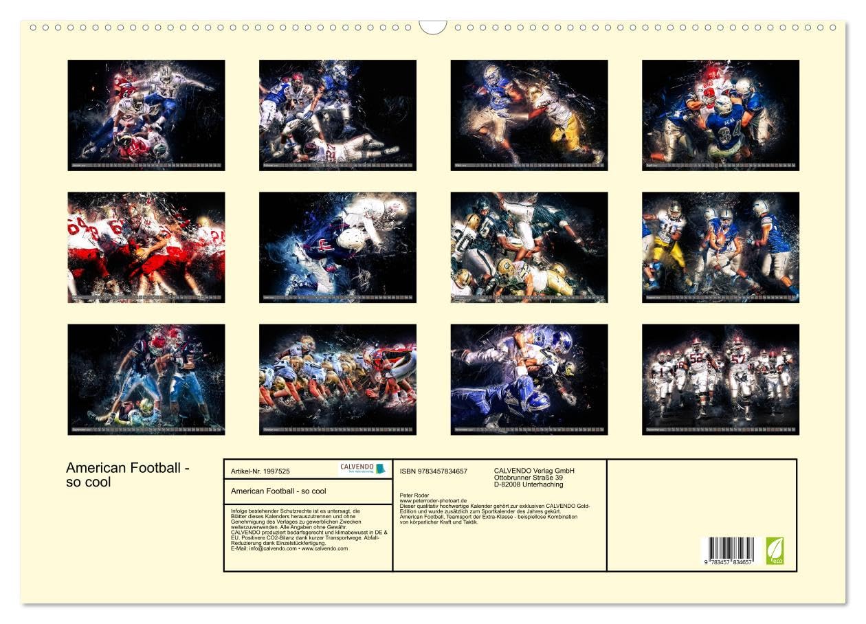 American Football - so cool (Wandkalender 2026 DIN A2 quer), CALVENDO Monatskalender: American Football, Teamsport der Extra-Klasse - beispiellose ... Kraft und Taktik. (CALVENDO Sport)