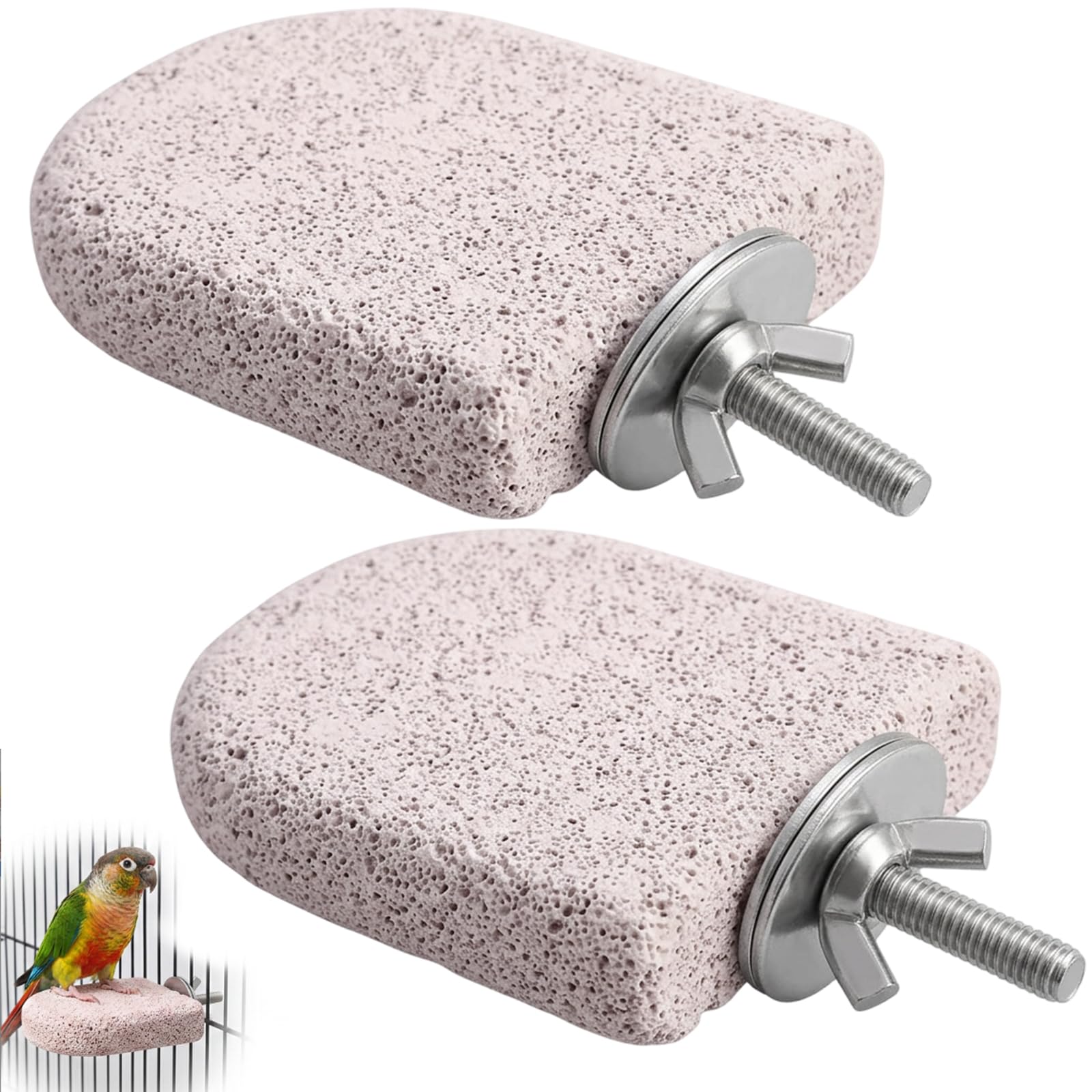 2 Pcs Budgie Toys Bird Perch Set, Bird Shower Platform and Cage Perches, Lava Ledge for Daily Beak Grooming and Natural Nail Maintenance for Small Birds,Easy Cage Attachment