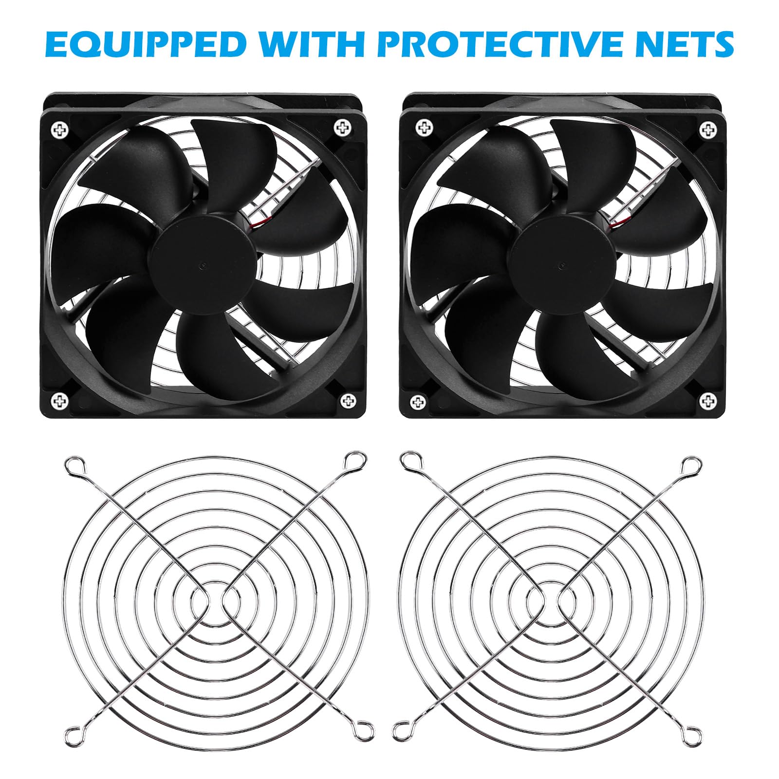 2 Pièces 120mm Ventilateur pour Boîtier PC, Ventilateur PC avec Contrôle de Vitesse, Ultra Silencieux, Double Roulement à Billes, AC 220V 2750 tr/min, Ventilateurs de Boîtier pour PC, Laptop, Routeurs