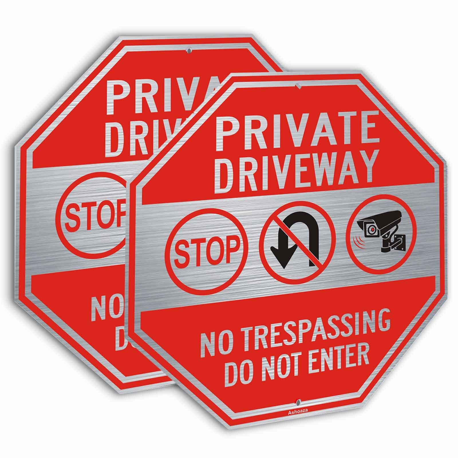 Señal de entrada privada, letrero de aluminio con texto en inglés "Private Drive No Trespassing", 12 x 12 pulgadas, octogonal de propiedad privada, no entrar, reflectante, protección UV y resistente a