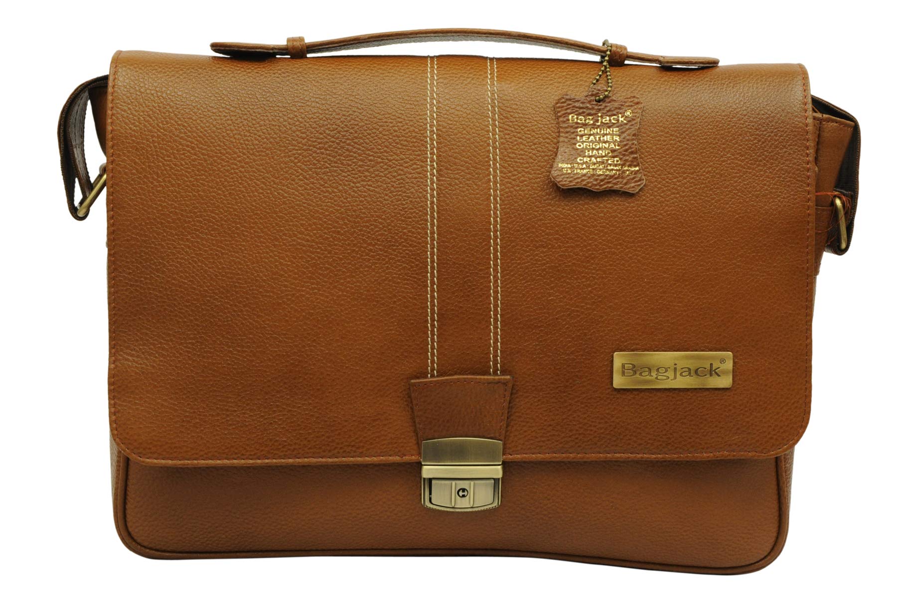 Hidekin BAG JACK Leo Genuine Leather Laptop Upto 15.6 Inches Macbook Pro Briefcase Men Women Office Travelling Documents Storage Carry On Handle Shoulder Strap Suitcase