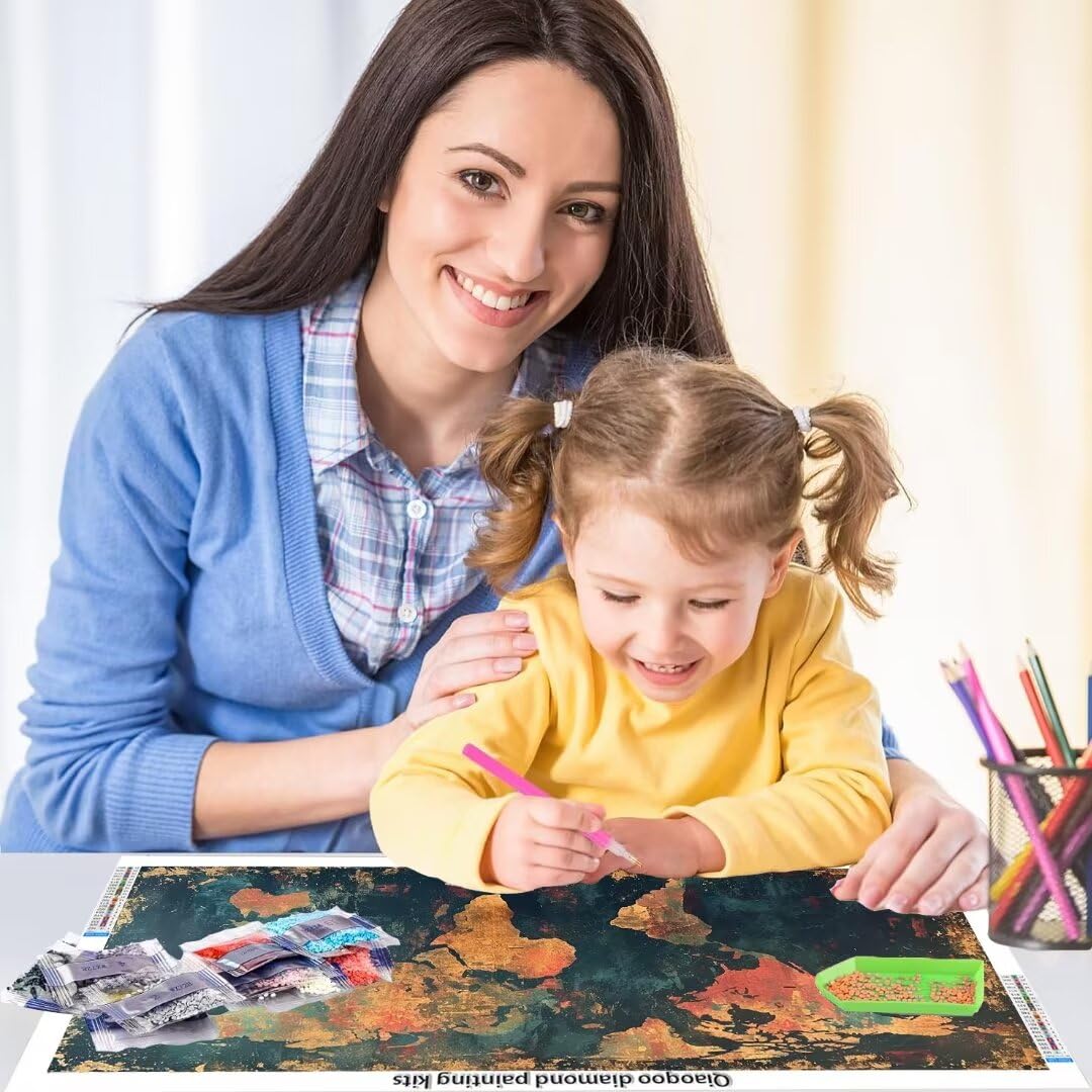 Mapa, zestawy artystyczne z diamentami, dla dorosłych, duży zestaw do malowania diamentowego retro, dla dzieci, pełne wiercenie, klejnoty, sztuka, obraz, kryształ górski, haft, kryształ, sztuka i