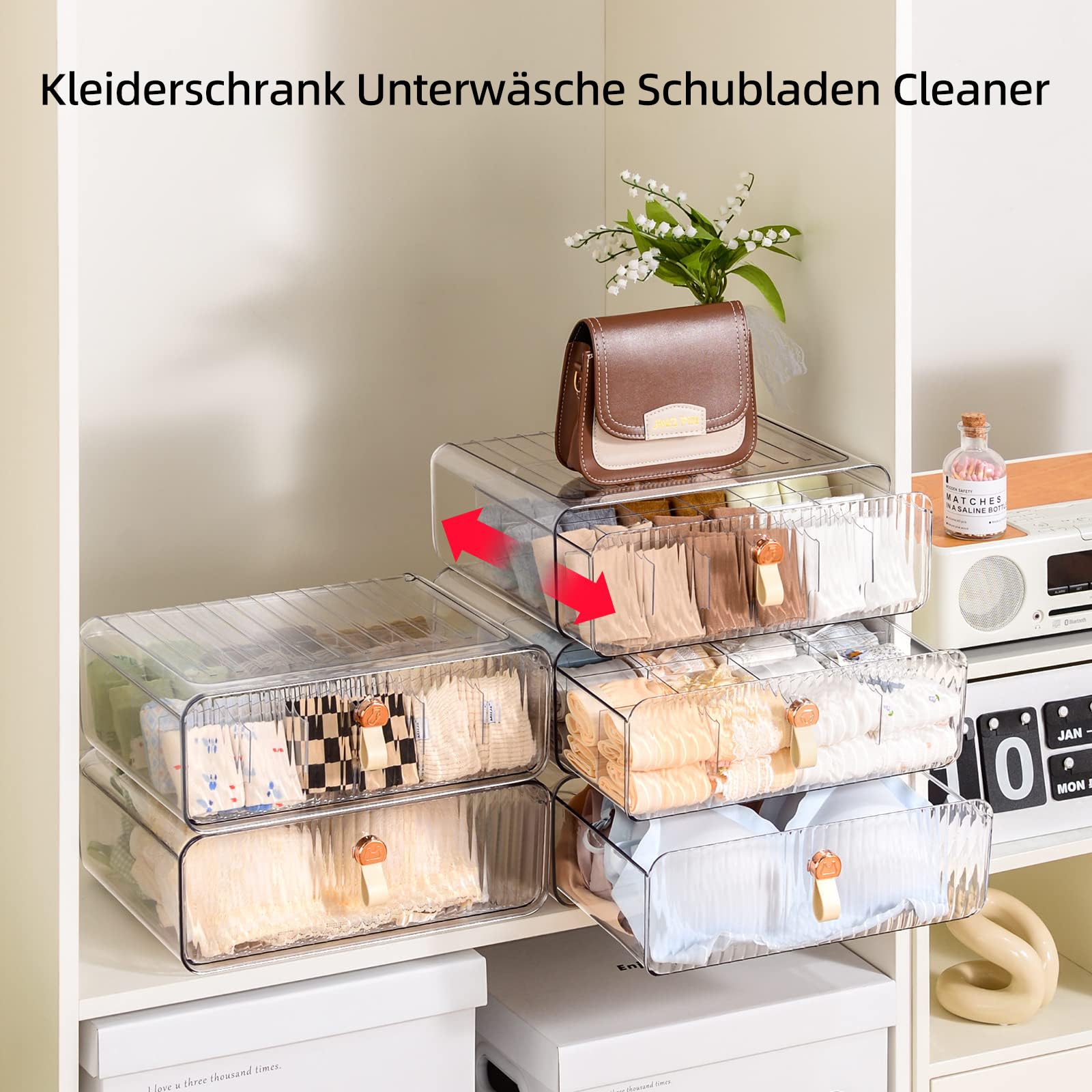 MSHOMELY Unterwäsche Organizer Schublade Aufbewahrung stapelbar Kunststoff Schublade Organizer mit Trennwänden Aufbewahrungsschublade für BHs Socken Krawatten Gürtel Babykleidung, 24 Fächer Küche, Haushalt & Wohnen