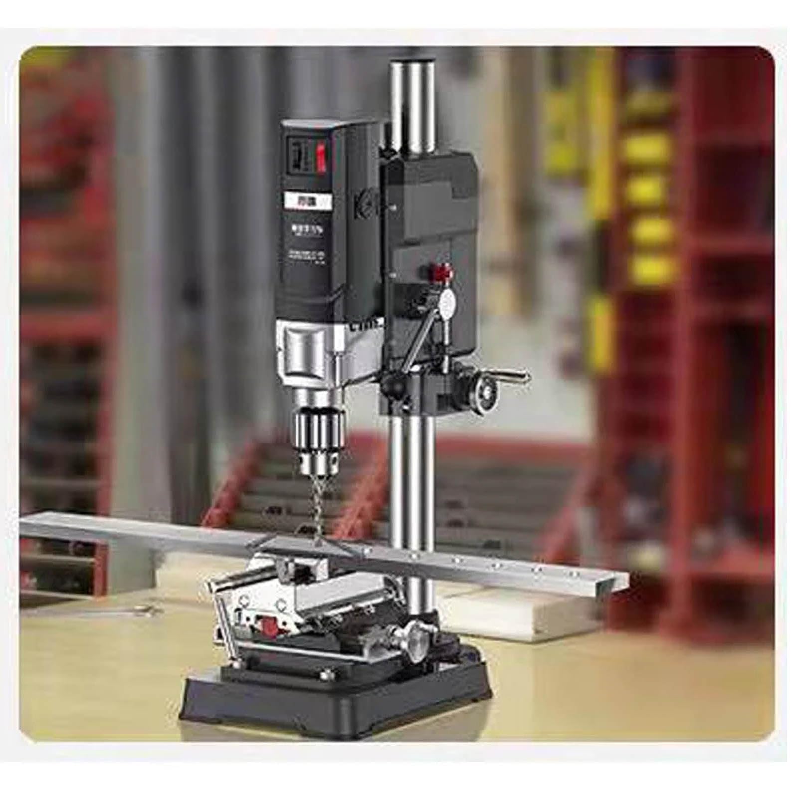 Taladro de Mesa de 710 W, Mini Taladro de Banco, Velocidad del husillo: 0-2800 r/min, Capacidad de perforación: Hierro 8 mm/Madera 30 mm, para joyeros, carpinteros, mecánicos,Black