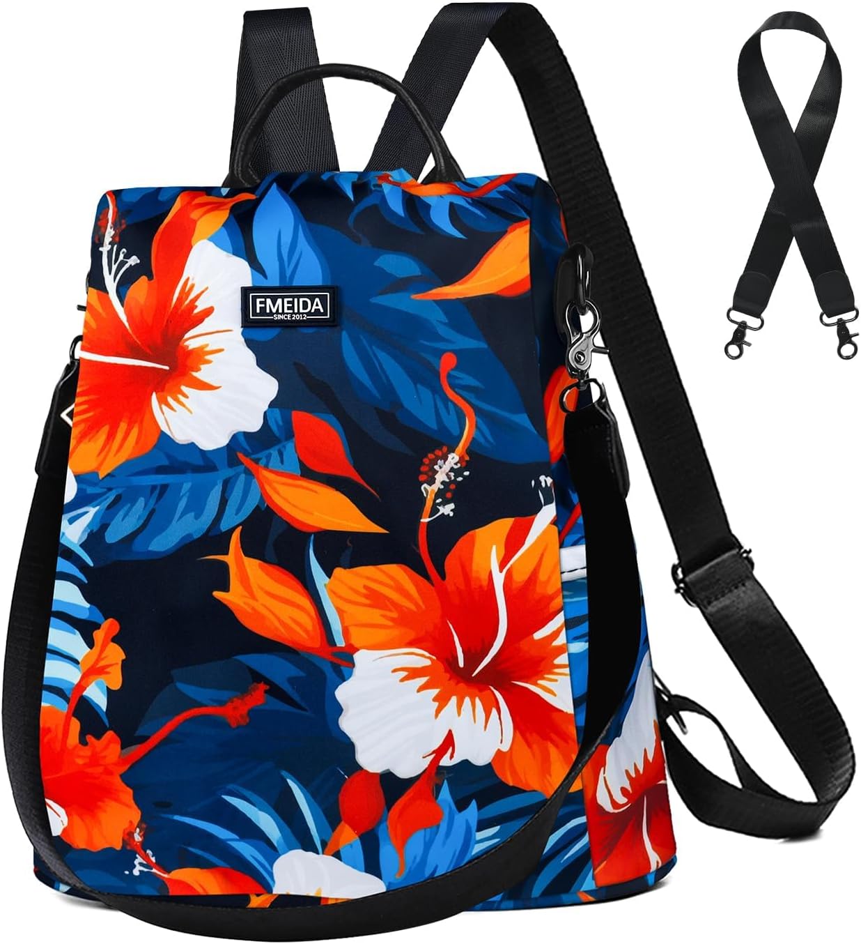 Fmeida Backpack Purse for Women Anti Theft Backpack Convertible Fashion Travel Purse Hibiscus Flower
