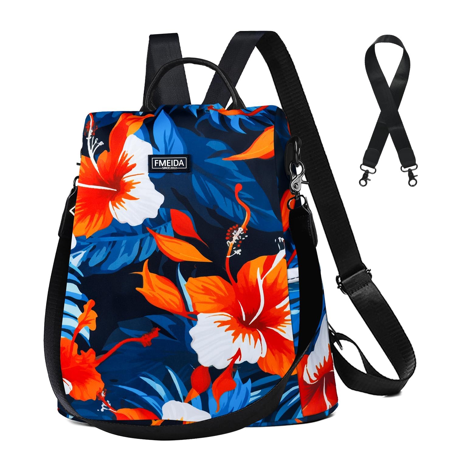 Fmeida Backpack Purse for Women Anti Theft Backpack Convertible Fashion Travel Purse Hibiscus Flower