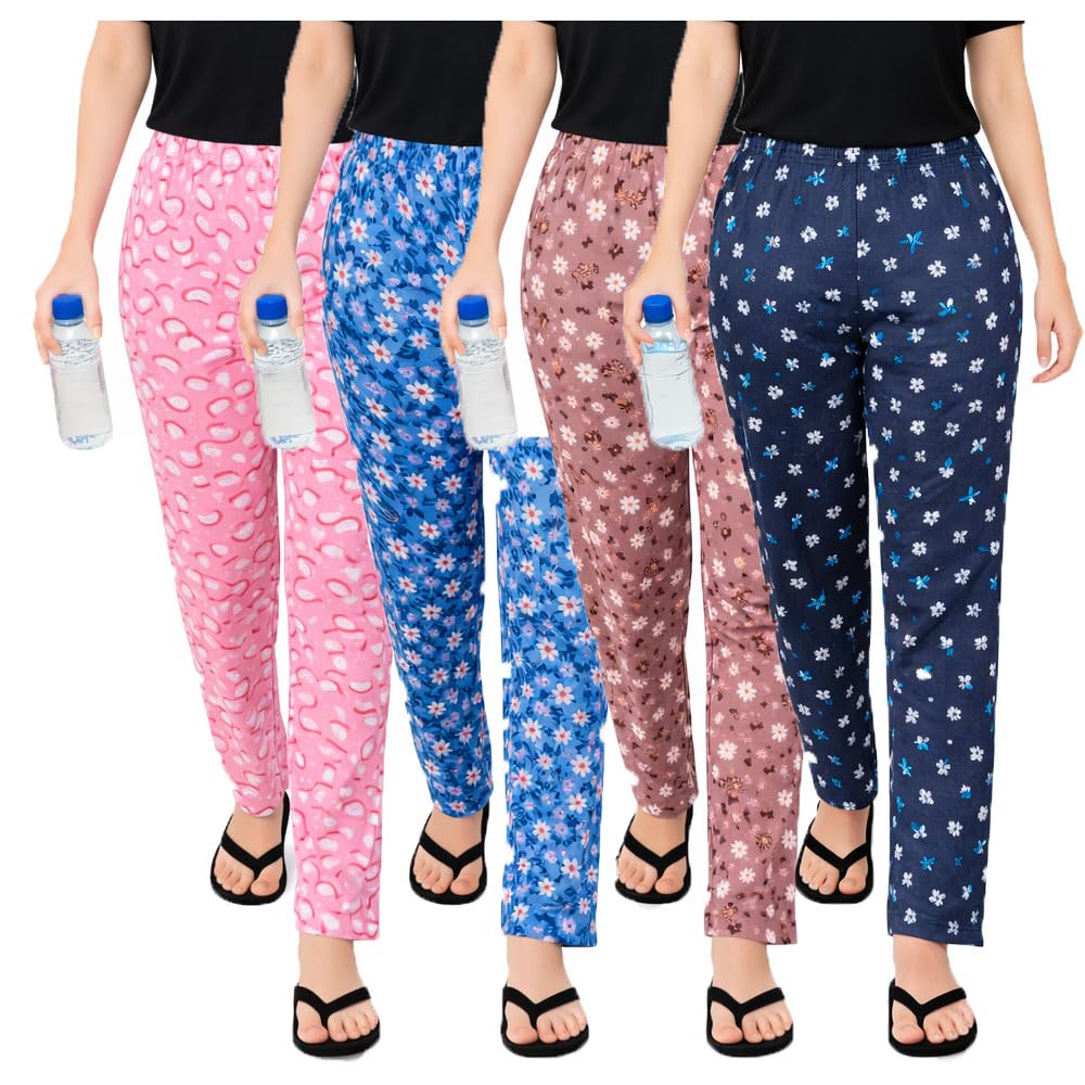 brand flex Women's Soft Cotton Night Wear Pajama Pants For Women 4Pack (Prints May Vary)-picture-21