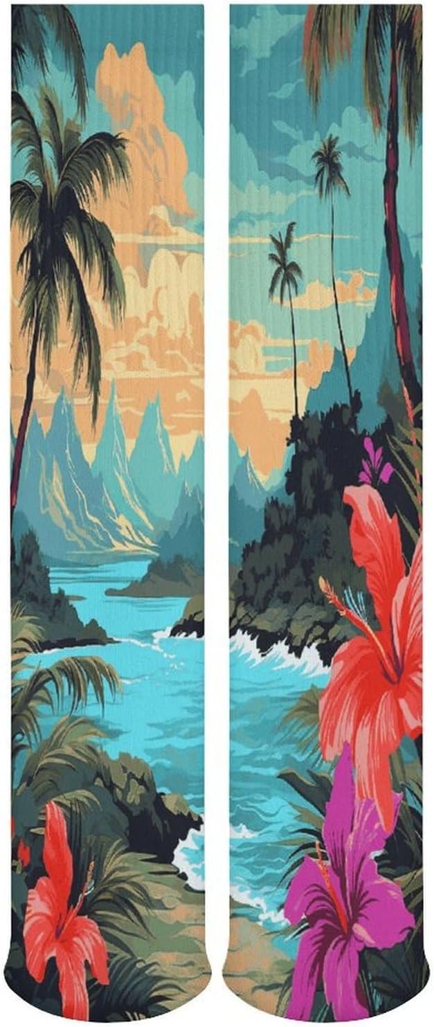 Hello Hawaii Knee High Socks Cozy Knee High Socks Soft Mid-Length Sock for All Seasons Daily Wear Adult