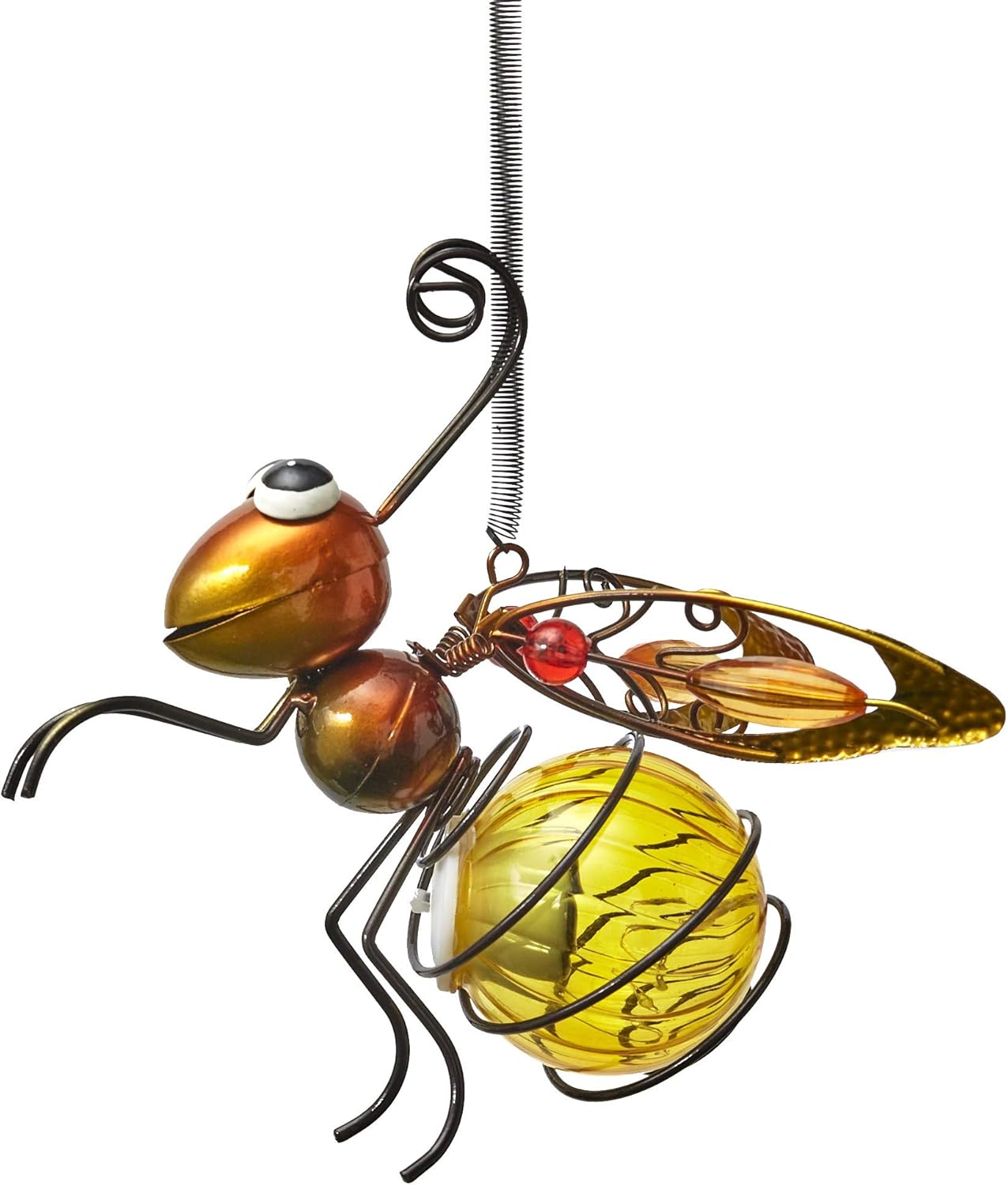 The Lakeside Collection Hanging Flying-Look Solar Bug Decoration for Outdoors - Gold Bee