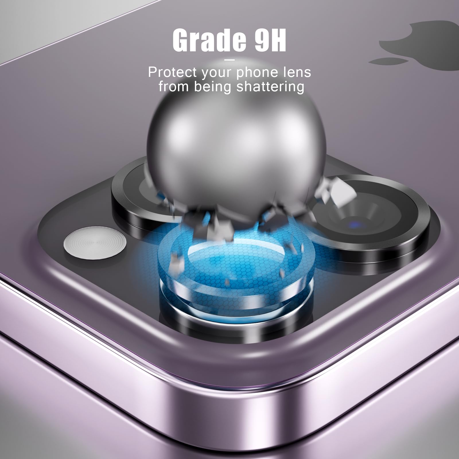 GANGANPRO Protezione Obiettivo Per IPhone 12 Pro Max – Vetro Temperato HD Antigraffio, Viola Scuro - 3