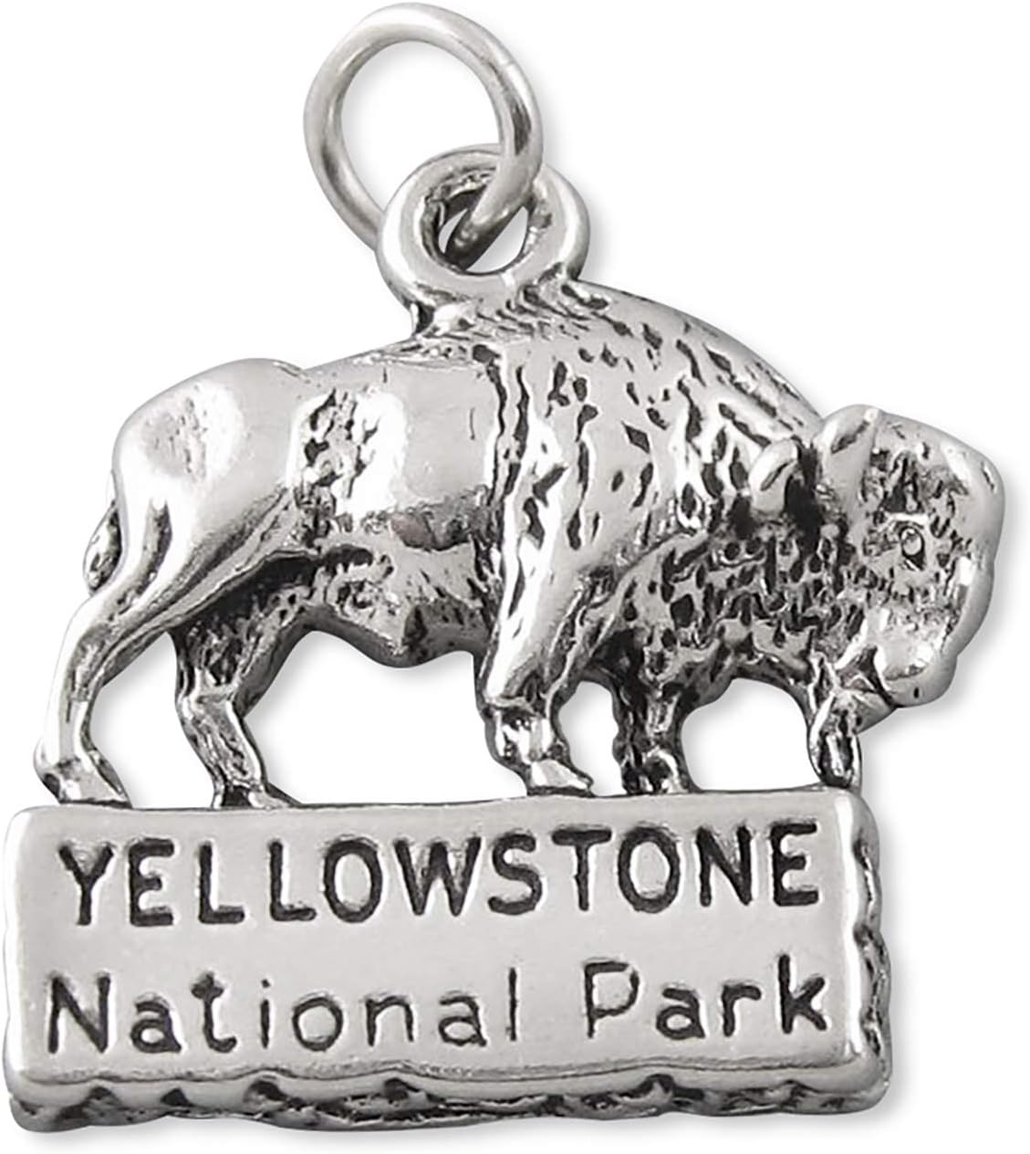 Yellowstone National Park Bison Buffalo Wyoming 925 Solid Sterling Silver Charm Pendant Bracelet Jewelry Making Supply