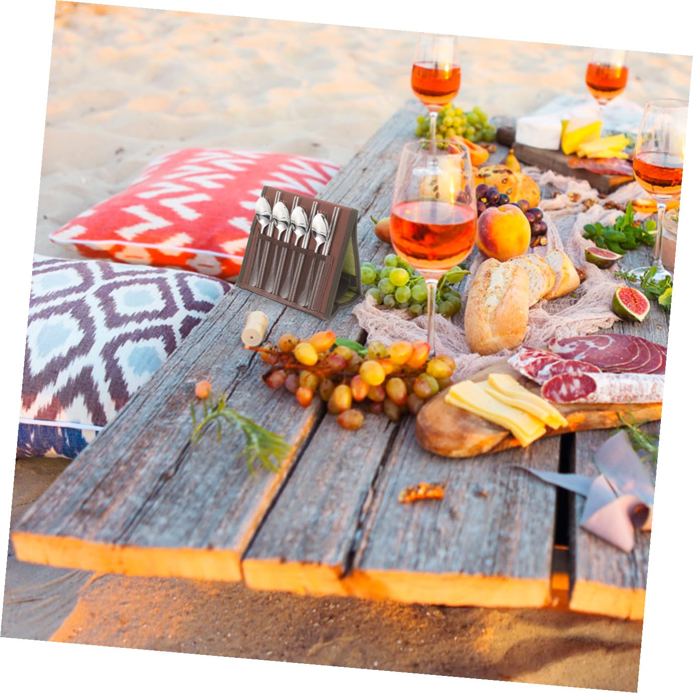 Ensemble de Couverts de Camping Cuillère Baguettes Fourchette Assiette en Acier Inoxydable Légères et Corrosion-free pour Barbecue et Pique Couleur Aléatoire