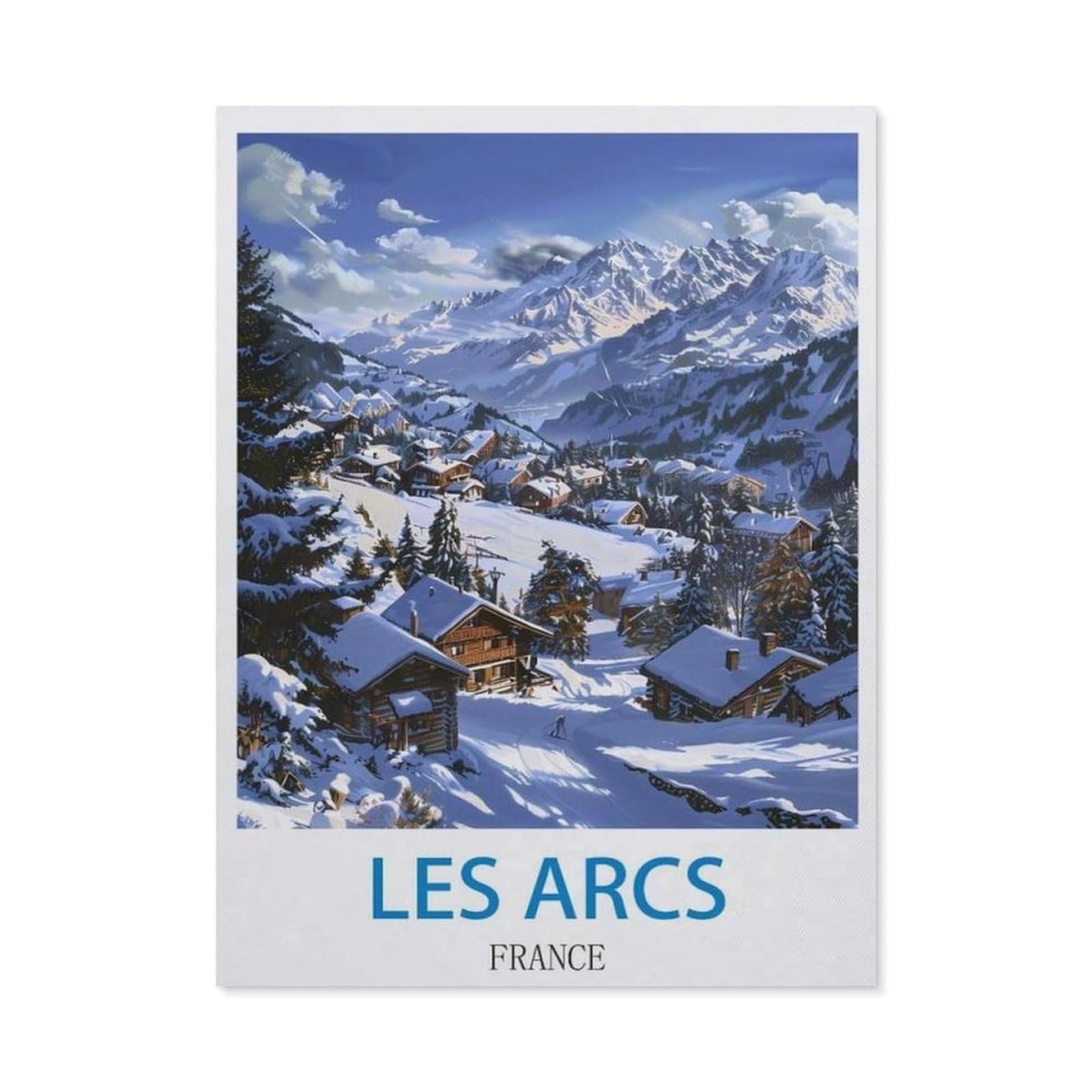 BEAYODKP Diamond Painting，Les Arcs France ， Ski（30 x 40 cm）
