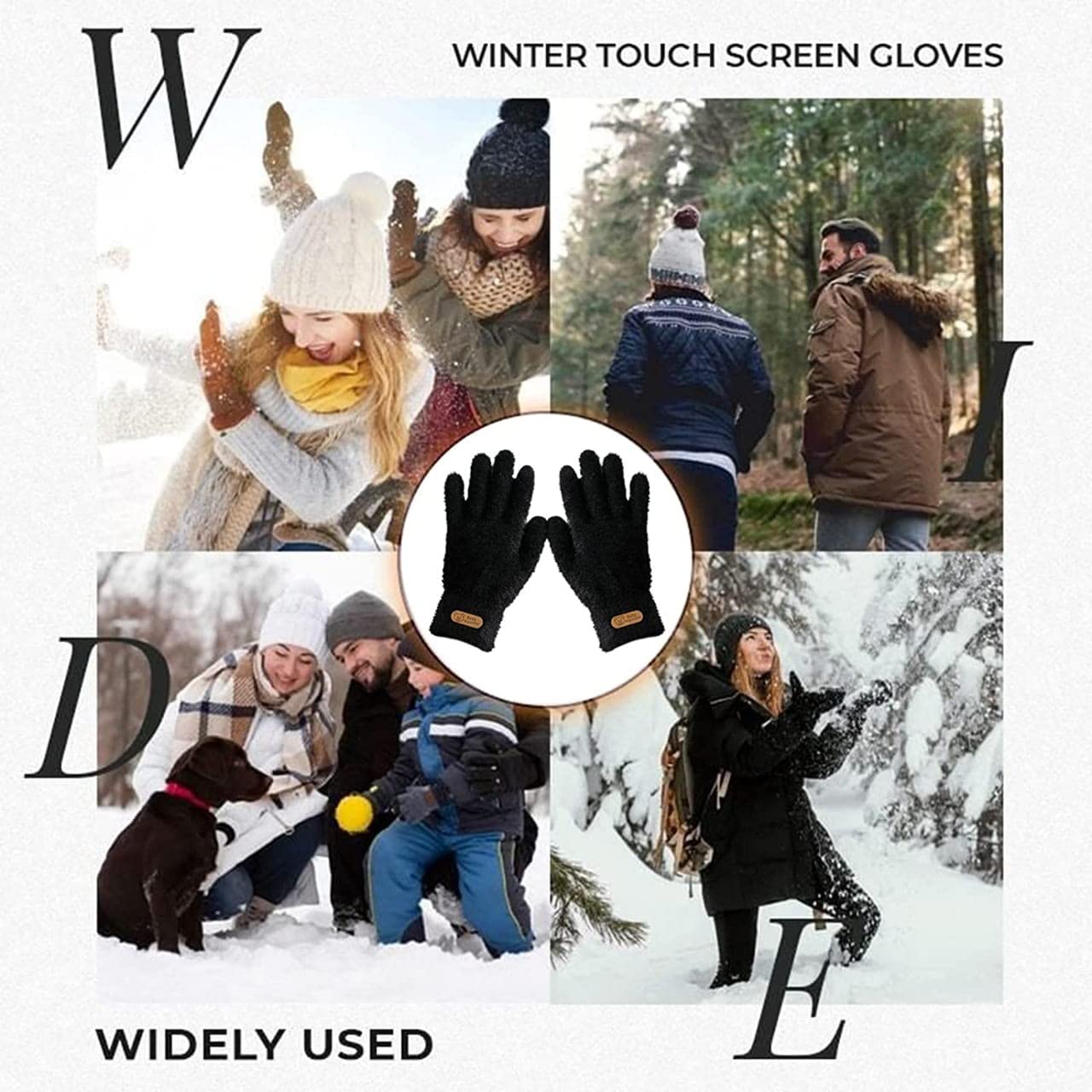 CREATURE Women's Winter Touchscreen Gloves Warm Fleece Furry Gloves Elastic Cuff Winter Gloves (BLACK) - Image 4 thumbnail