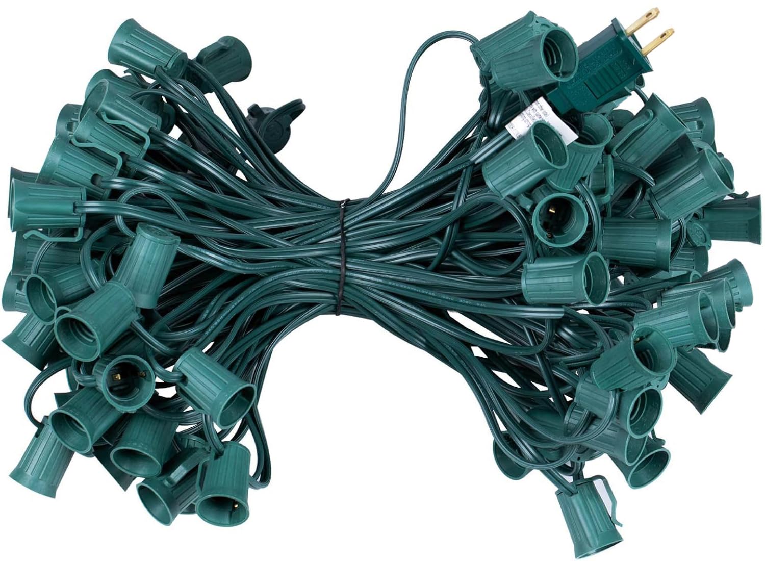 TechSenseC9 Light Strand 50 FT for E17 Socket-12’’ Spacing, Christmas Light Stringer with 50 Sockets for Indoor Outdoor Wedding Patio, Green Wire