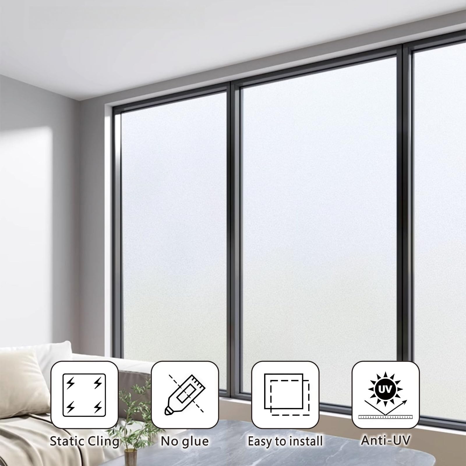 Vinilo Adhesivo Cristal 35 x 700 cm Electrostático sin Adhesivo, Anti-UV y Privacidad, Fácil de Cortar, Opaca Electricida Autoadhesiva para Hogar, Dormitorio, Blanco Mate