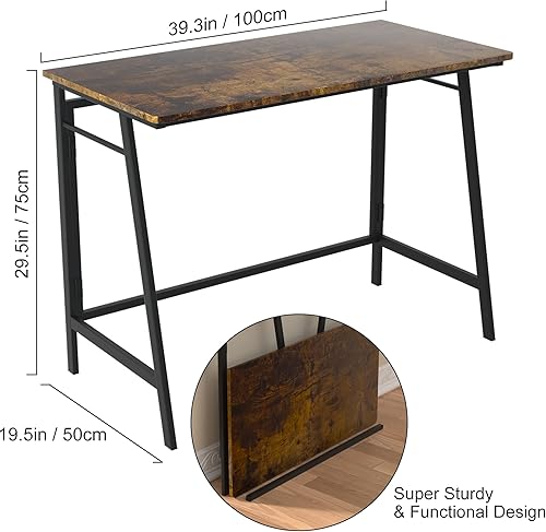Miniatura 3 de ASTARTH Escritorio plegable para computadora de escritura de 40 pulgadas, mesa plegable que ahorra espacio, mesa de PC de estilo moderno y simple,